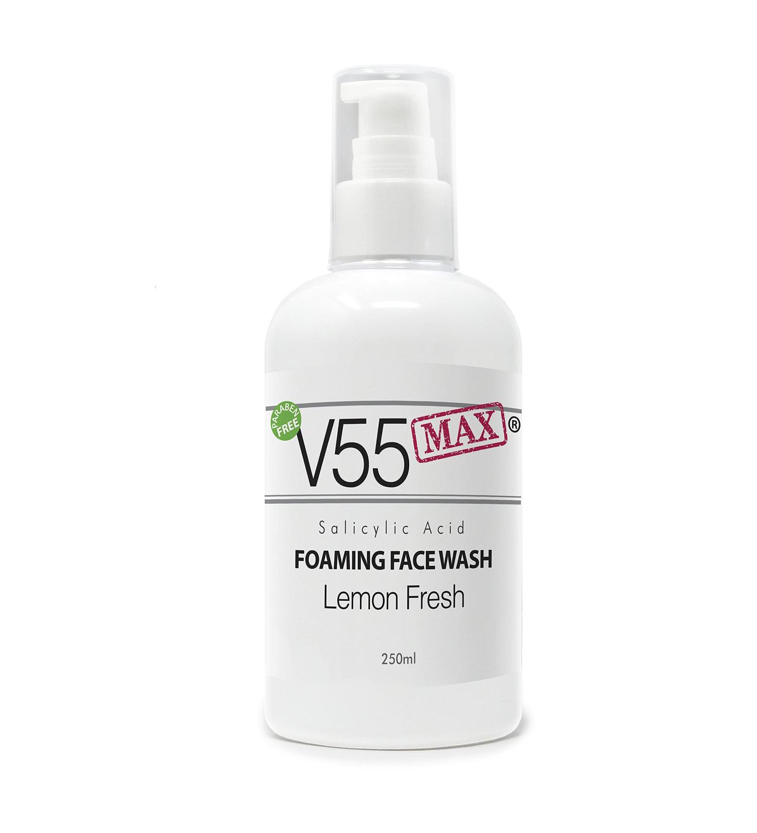V55 MAX Salicylic Acid Face Wash for Pimples Blackheads Blemishes Skin Problems - Suitable and Safe for Acne Prone People - Paraben FREE - 250ml - Buy Online on GoSupps.com