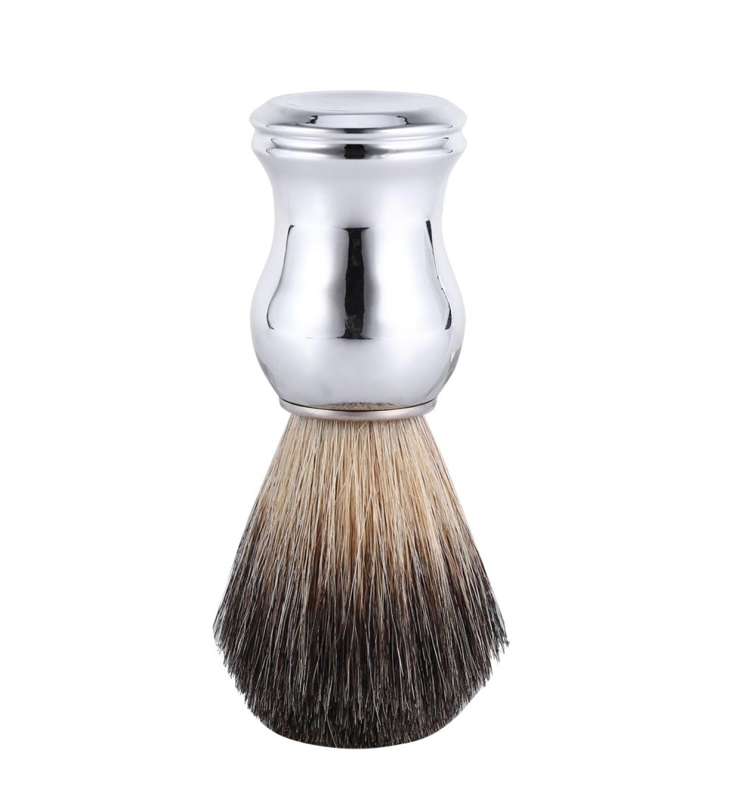 Premium Badger Hair Shaving Brush - Natural Skin-Friendly Brush with Silver Plastic Handle for Perfect Shave | Buy Internationally - Buy Online on GoSupps.com
