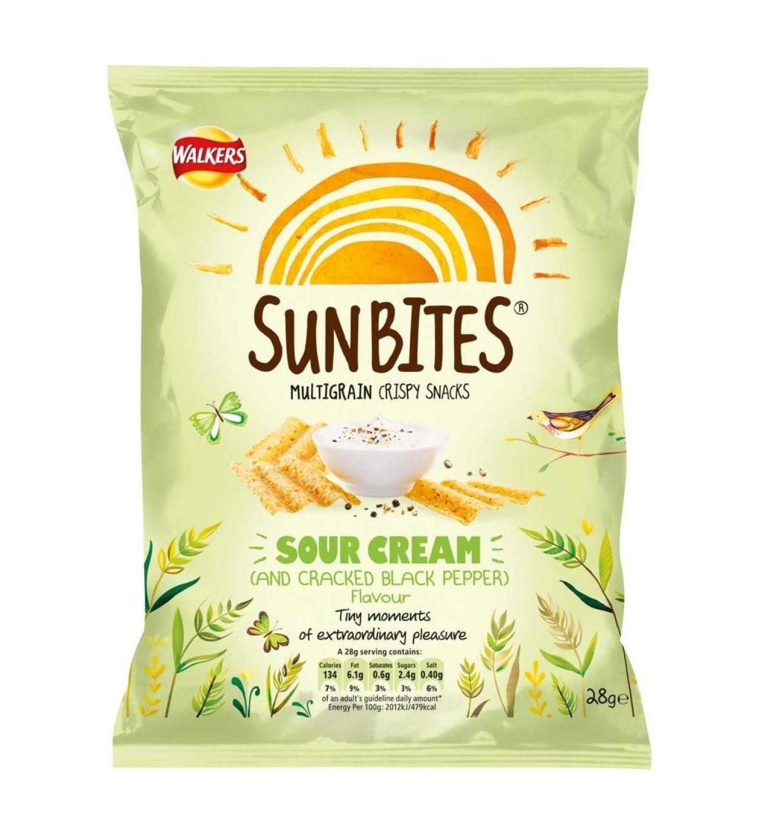 Walkers Walkers SunBites Wholegrain Snacks - Sour Cream & Crushed Black Pepper (28g) - Pack of 6