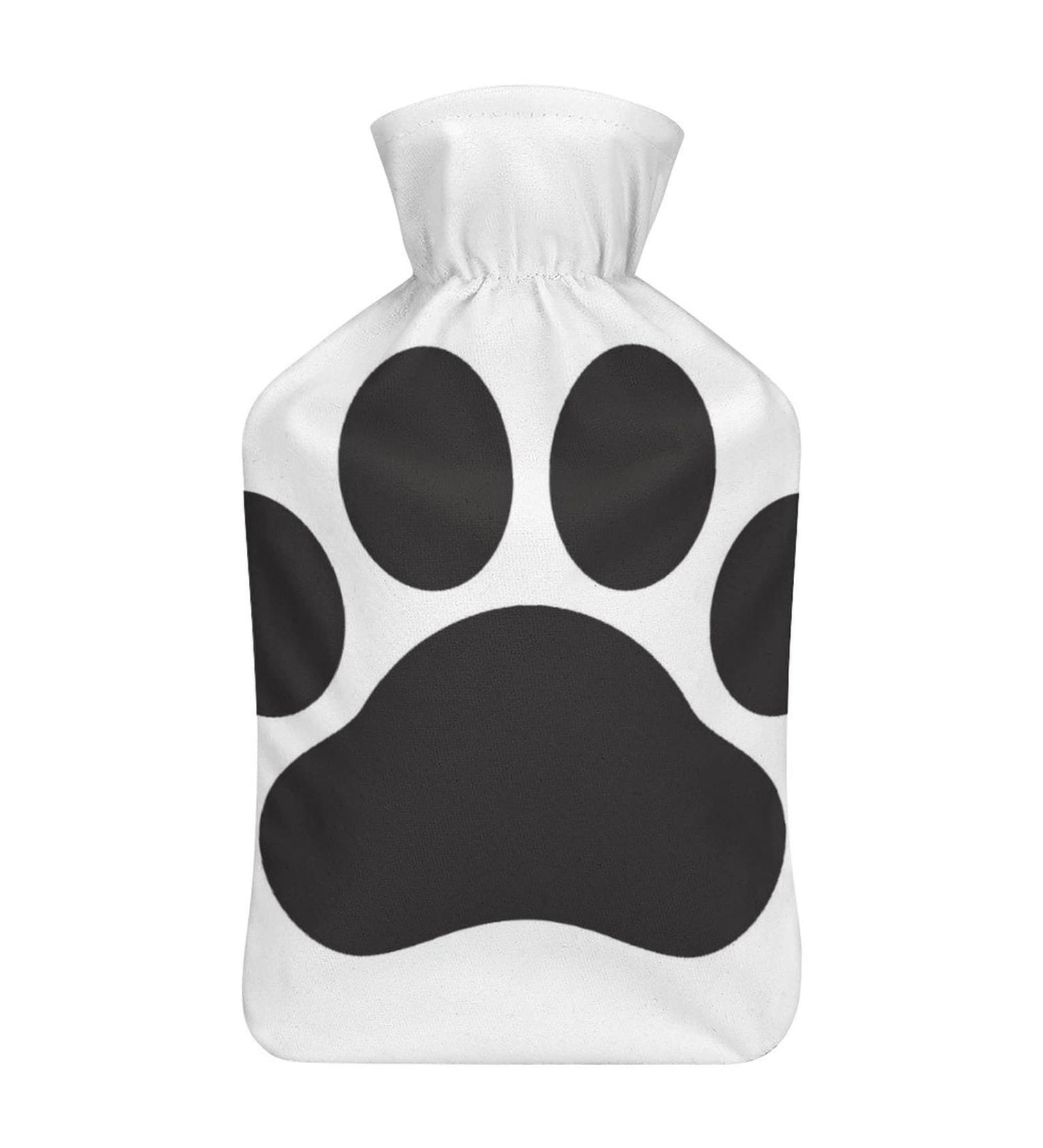 Black Paw Hot Water Bottle with Plush Cover | Hand Warmer for Adults & Children | 26.5x15.3cm Shipping Internationally - Buy Online on GoSupps.com