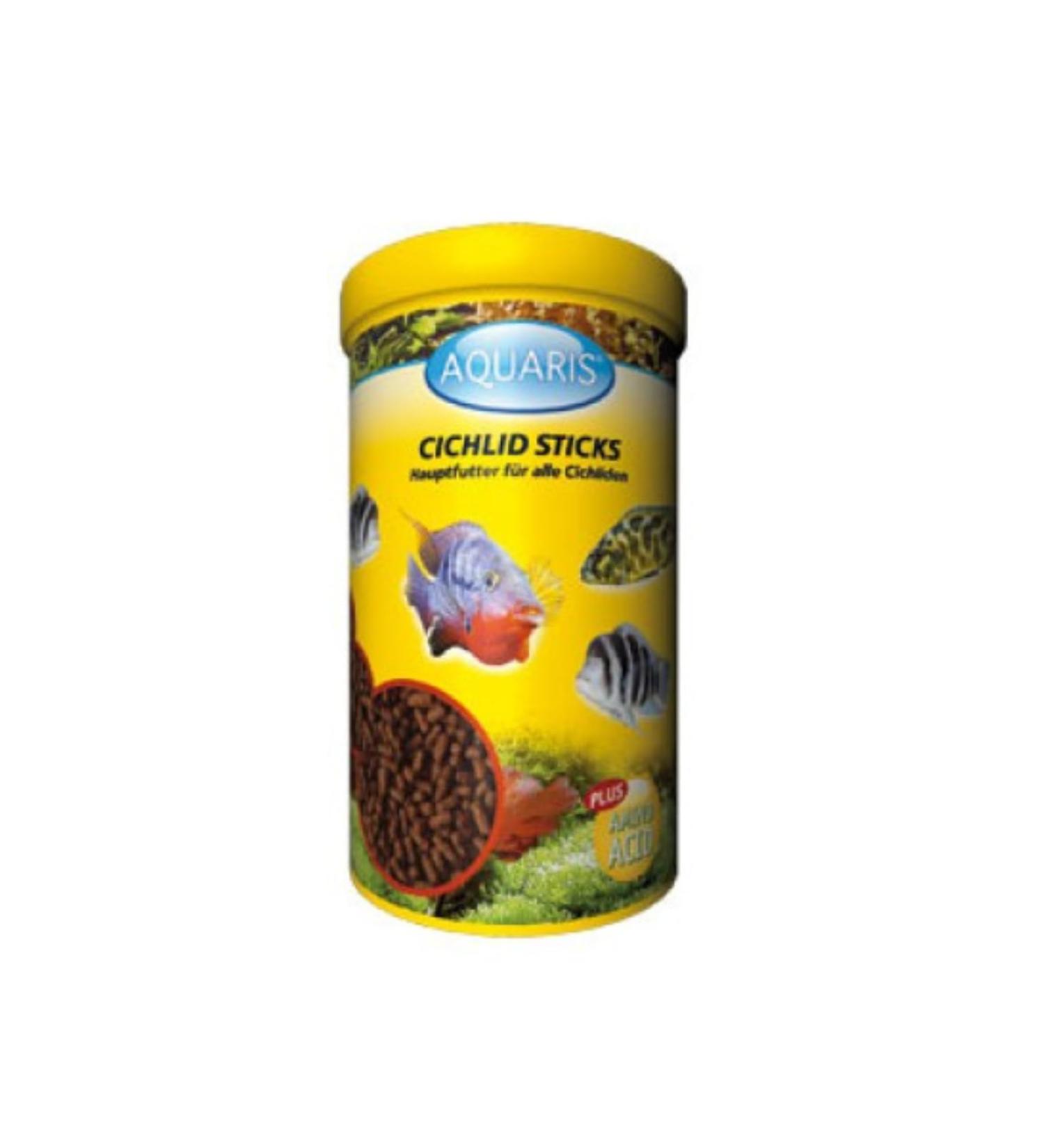 Food for Cichlid Fish - AQUARIS Cichlid Sticks - 1 L. Main food for cichlids with a mixed diet promotes healthy growth and strengthens the immune system. - Buy Online on GoSupps.com