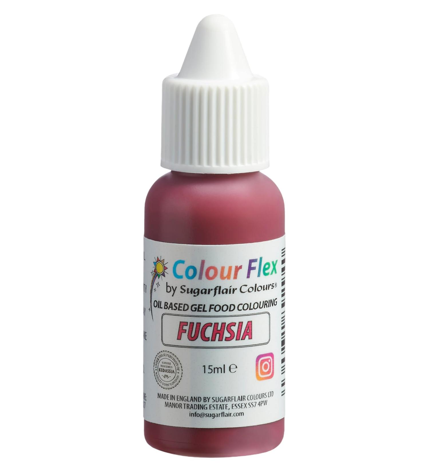 Colour Flex Fuchsia Oil Based Food Colouring Gel For Colouring High Fat Foods Buttercream Chocolate Batters Fondant Icing & More - 15ml