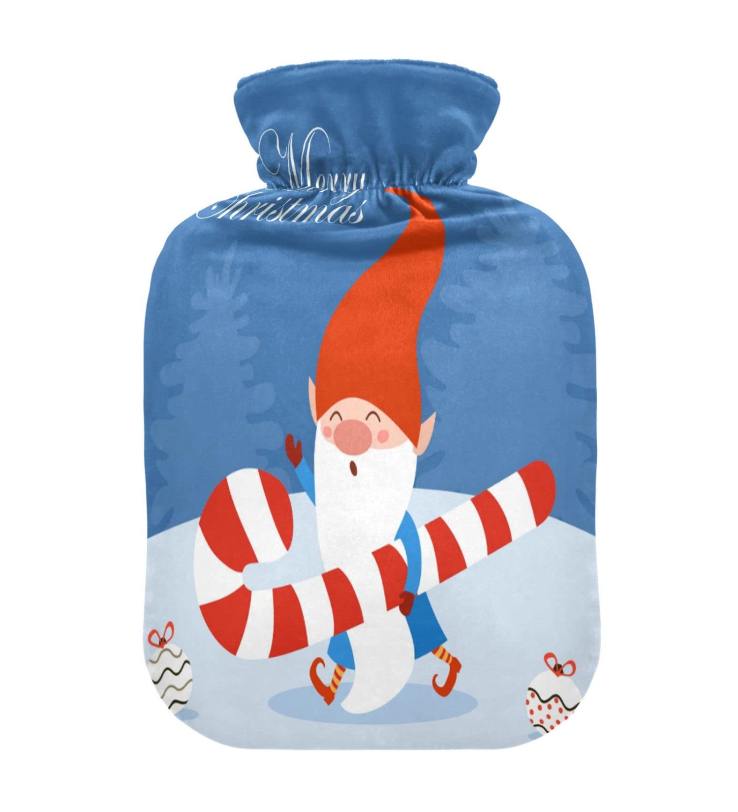 Christmas Hot Water Bottle with Soft Fleece Cover - 2 Litre Comfort for Hot & Cold Therapy - Buy Online on GoSupps.com