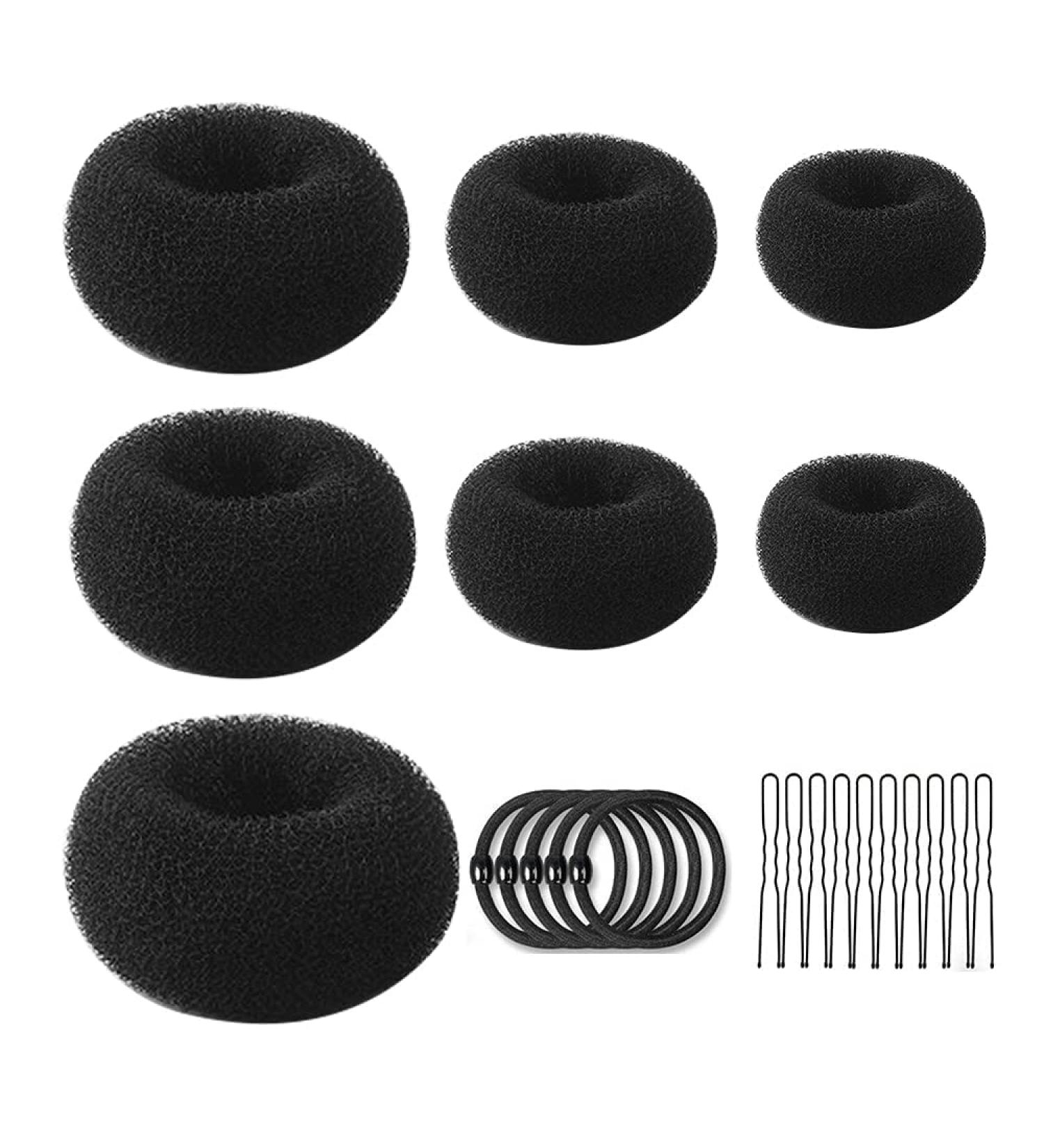 CENPEK 22-Part Hair Styling Set | Bun & Donut Maker | Magical Black Hair Accessories for DIY Hairstyles - Buy Online on GoSupps.com