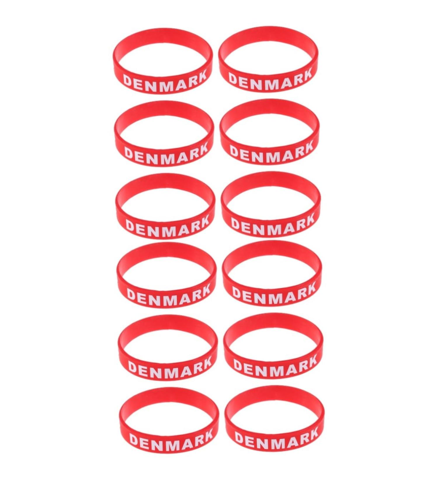 Milist 12 Stk Denmark Flag Silicone Bracelets | Custom Sporty Rubber Straps | Football Country Arm Tape - Buy Online on GoSupps.com