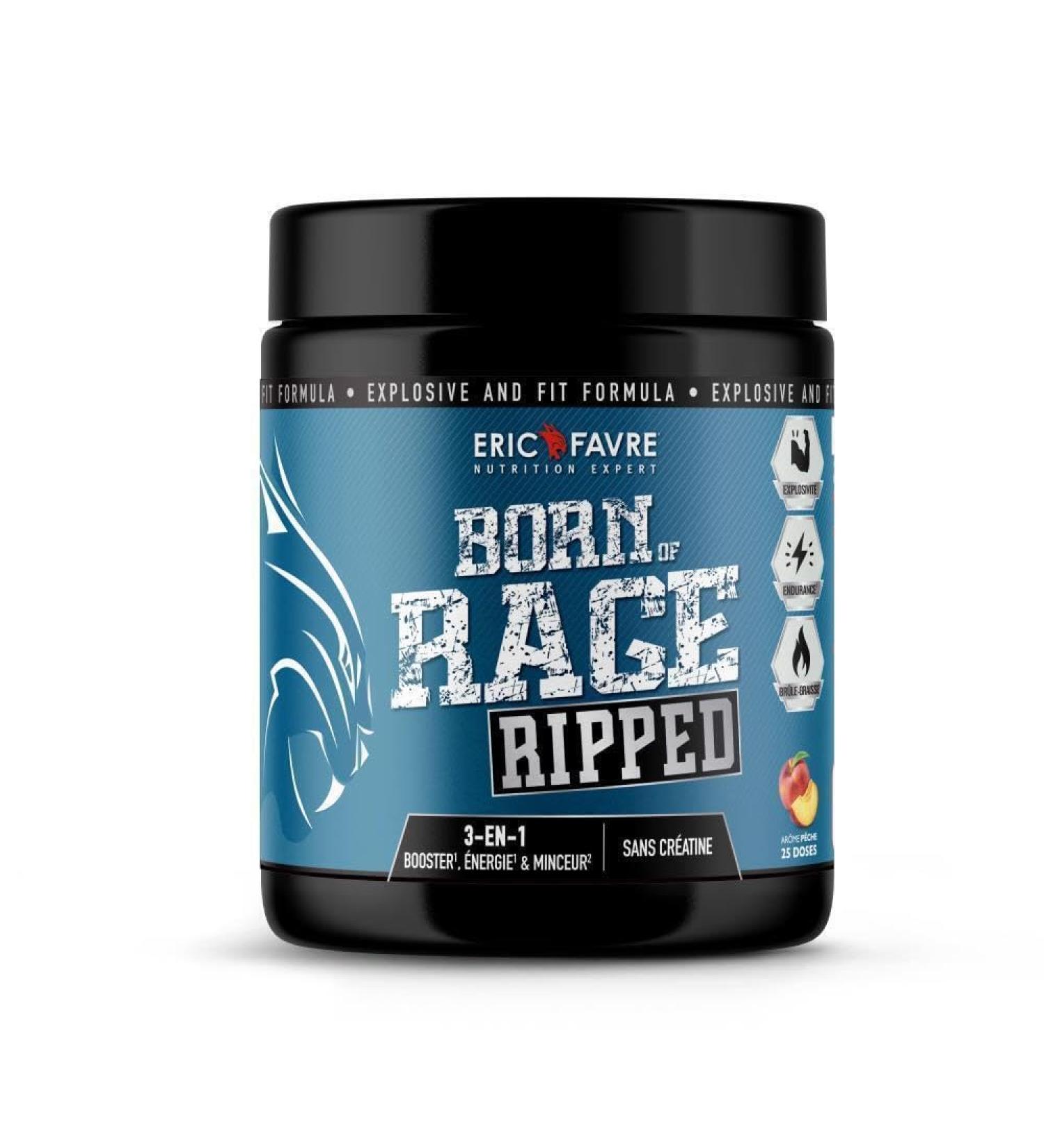 Pre Work Dry Born Of Rage - Explosive Dry Bodybuilding Booster New Hybrid Energy/Endurance & Dry Formula 250 g Peach Flavor - Eric Favre - Buy Online on GoSupps.com