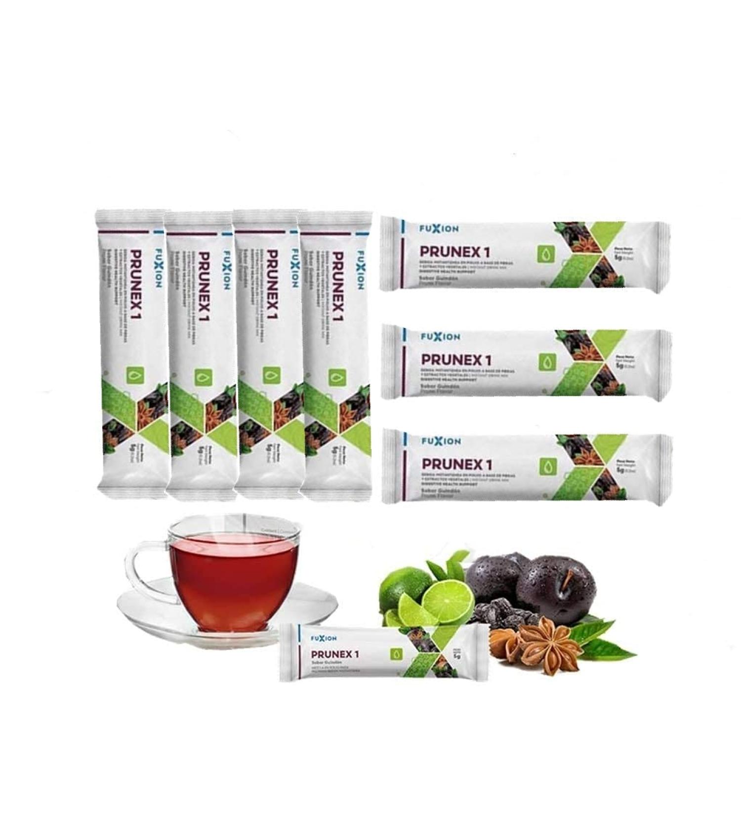 FuXion Prunex 1 Plum Flavored Tea: Easy-Dissolve Kelp for Digestive Health and Constipation Relief (7 Sachets) - Buy Online on GoSupps.com