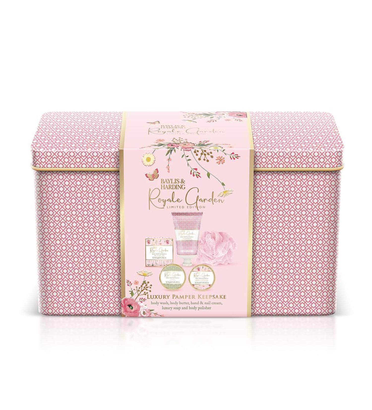 Baylis & Harding Royale Garden Rose Poppy & Vanilla Luxury Pamper Keepsake Tin Gift Set - Vegan Friendly - Buy Online on GoSupps.com