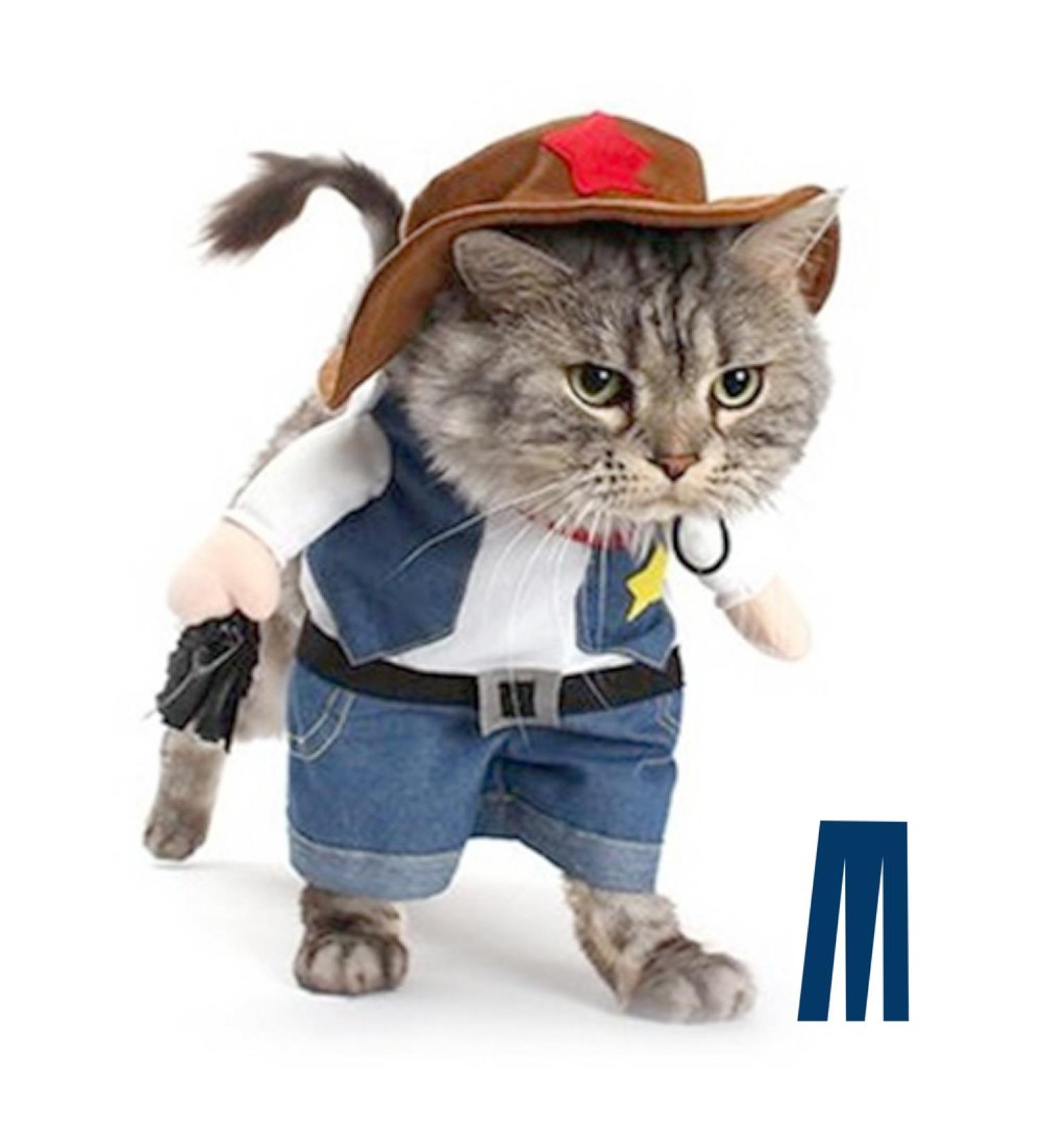 Mikayoo Pet Cowboy Costume with Hat for Halloween, Christmas & Special Events - Funny Western Outfit for Dog or Cat - Buy Online on GoSupps.com