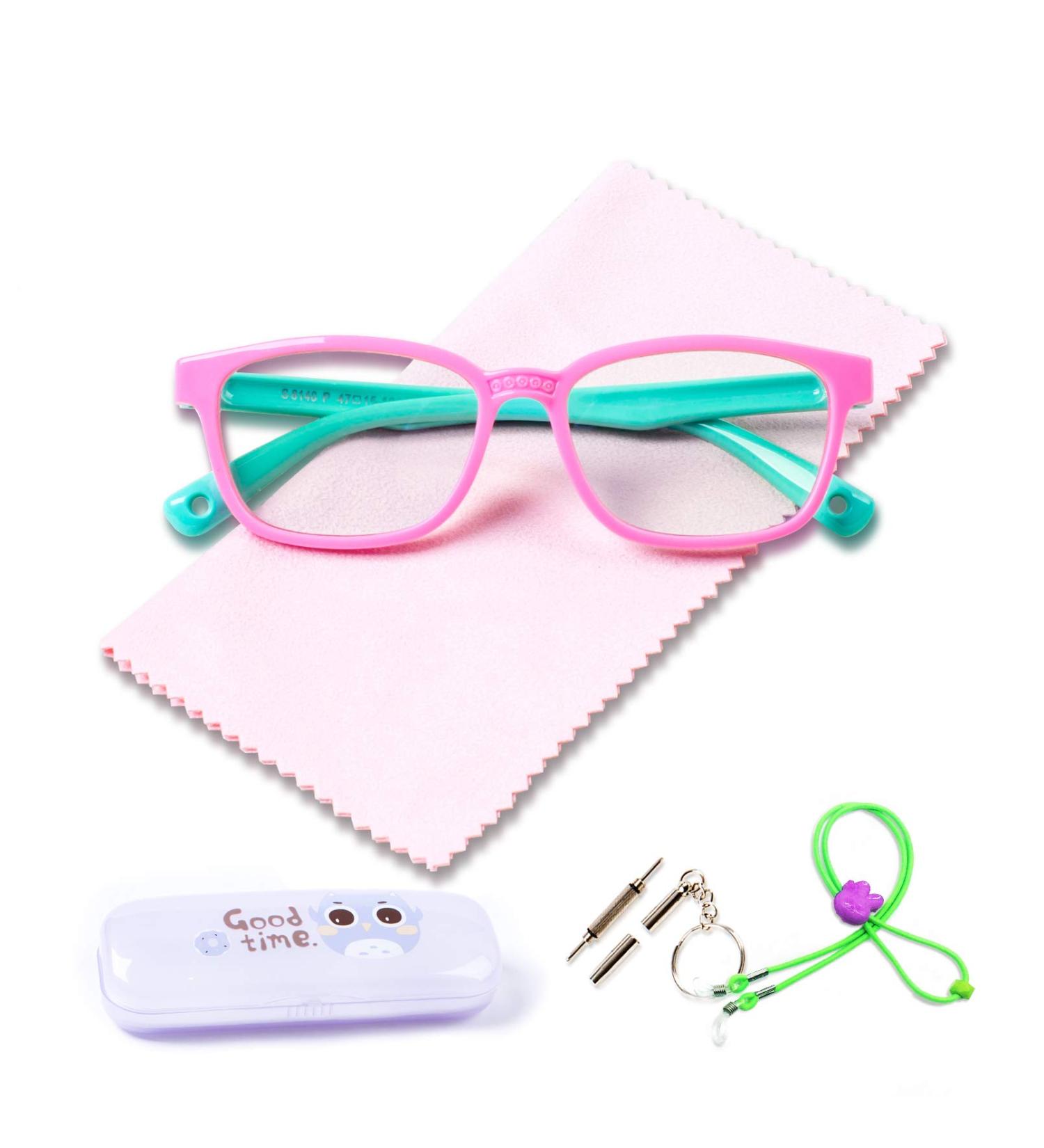 AetrvoHope Blue Light Blocking Glasses for Kids Children's Computer Glasses for Age 4-13 Unbreakable Frame Anti-Blue Ray Glasses With Case Anti UV400 & Eyestrain Pink - Buy Online on GoSupps.com