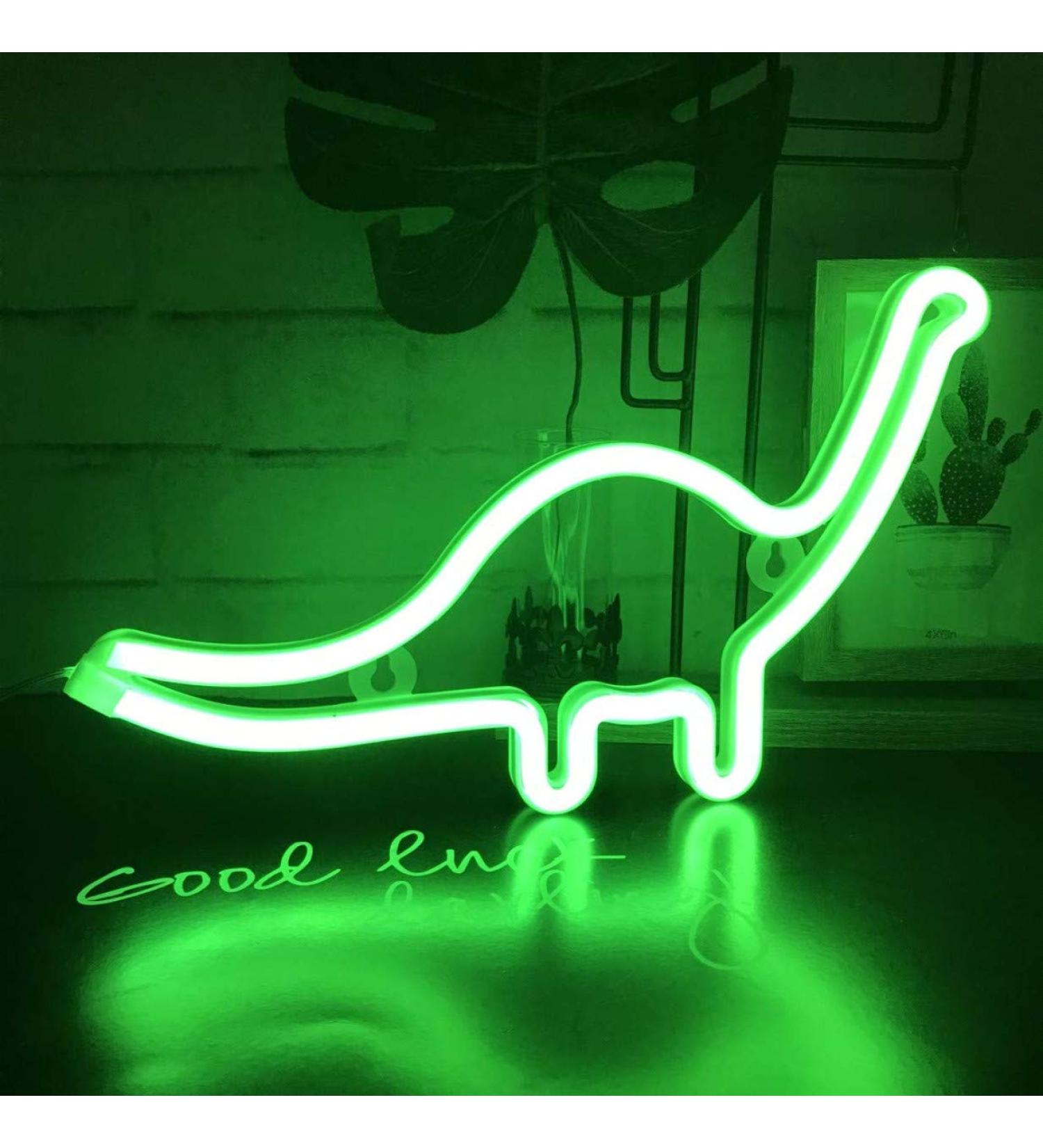 Shop Unique Green LED Dinosaur Neon Light Perfect for Christmas Birthdays & Kids' Rooms | Art Deco Wall Decoration - Buy Online on GoSupps.com