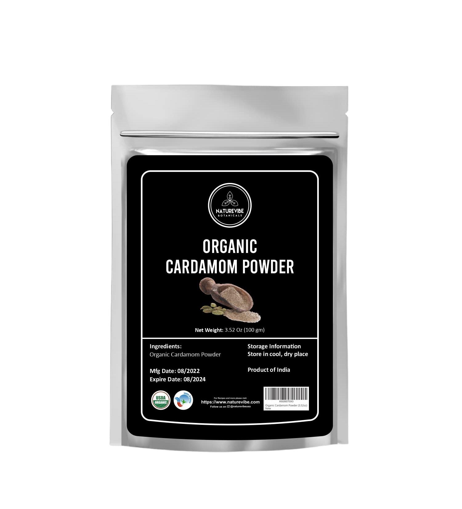 Naturevibe Botanicals Organic Green Cardamom Ground 3.5oz - Non-GMO, Gluten Free Indian Spice for Digestion - Buy Online on GoSupps.com