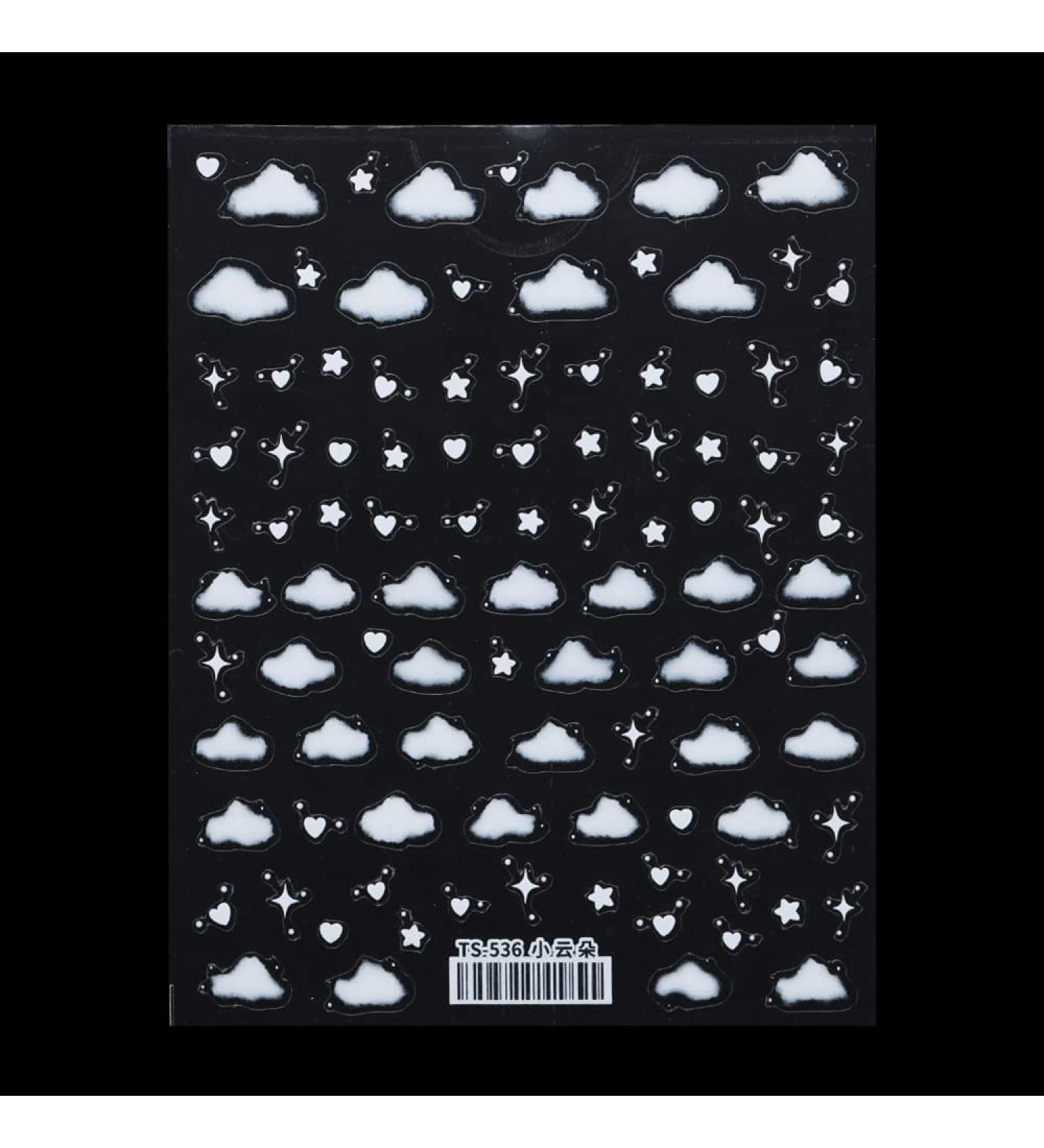 Nails Beauty Self-adhesive Back Glue Nail Supplies Nails Sticker for Summer Nail Art Decorations Nail Art Sticker Star Cloud Nail Sticker(White Clouds) - Buy Online on GoSupps.com