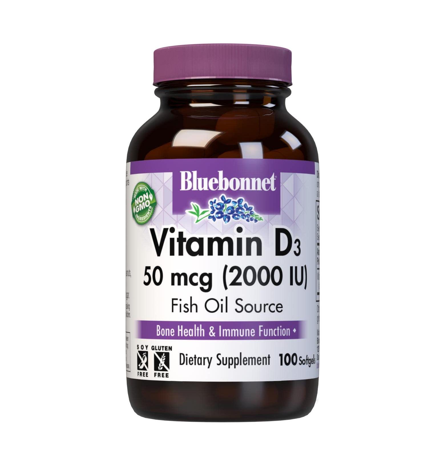 BlueBonnet Vitamin D3 2000 IU Capsules - 100 Count Pack | Vegan-Friendly Formula - Buy Online on GoSupps.com