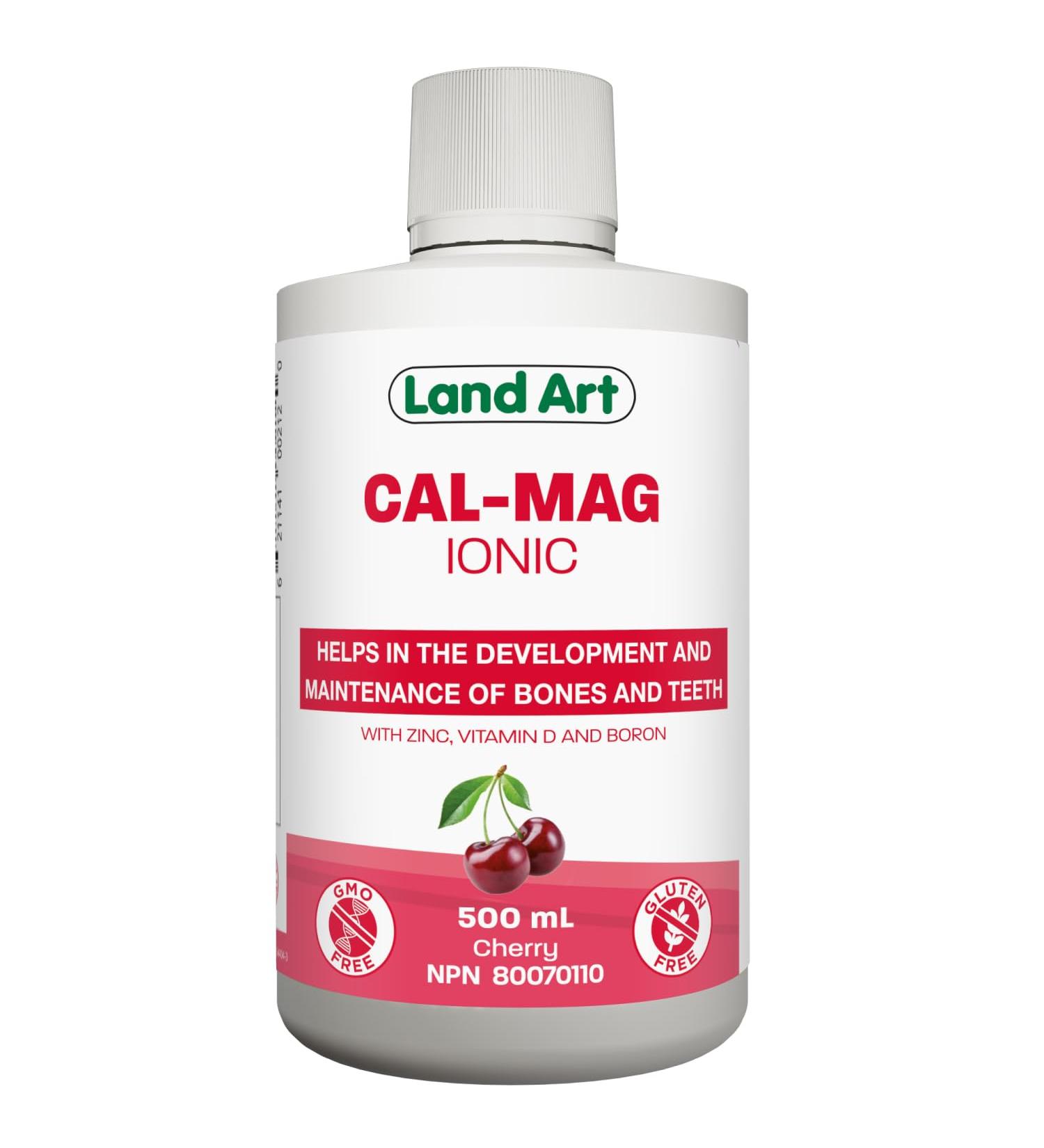Liquid Ionic Calcium Magnesium Formula with Vitamin D Vitamin C and Zinc - Maintain Healthy and Stronger Bones - 500ml - Cherry Flavor - Non-GMO Gluten Free Sugar Free - Made in Canada - Buy Online on GoSupps.com