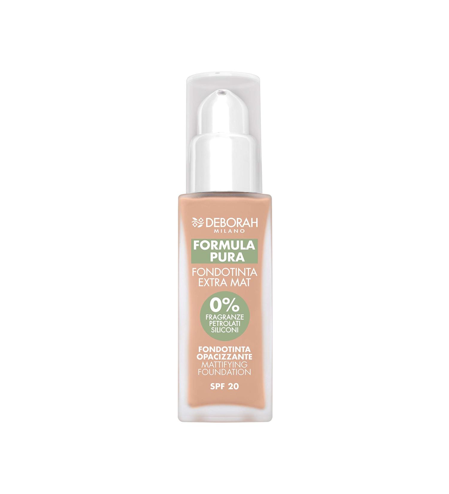 Deborah Milano Formula Pura Extra Mat SPF 20 with Natural Ingredients 04 Apricot Opacifying and Anti-Lucidity Effect and Seboregolator Gives Smooth and Matte Skin 30 ml - Buy Online on GoSupps.com