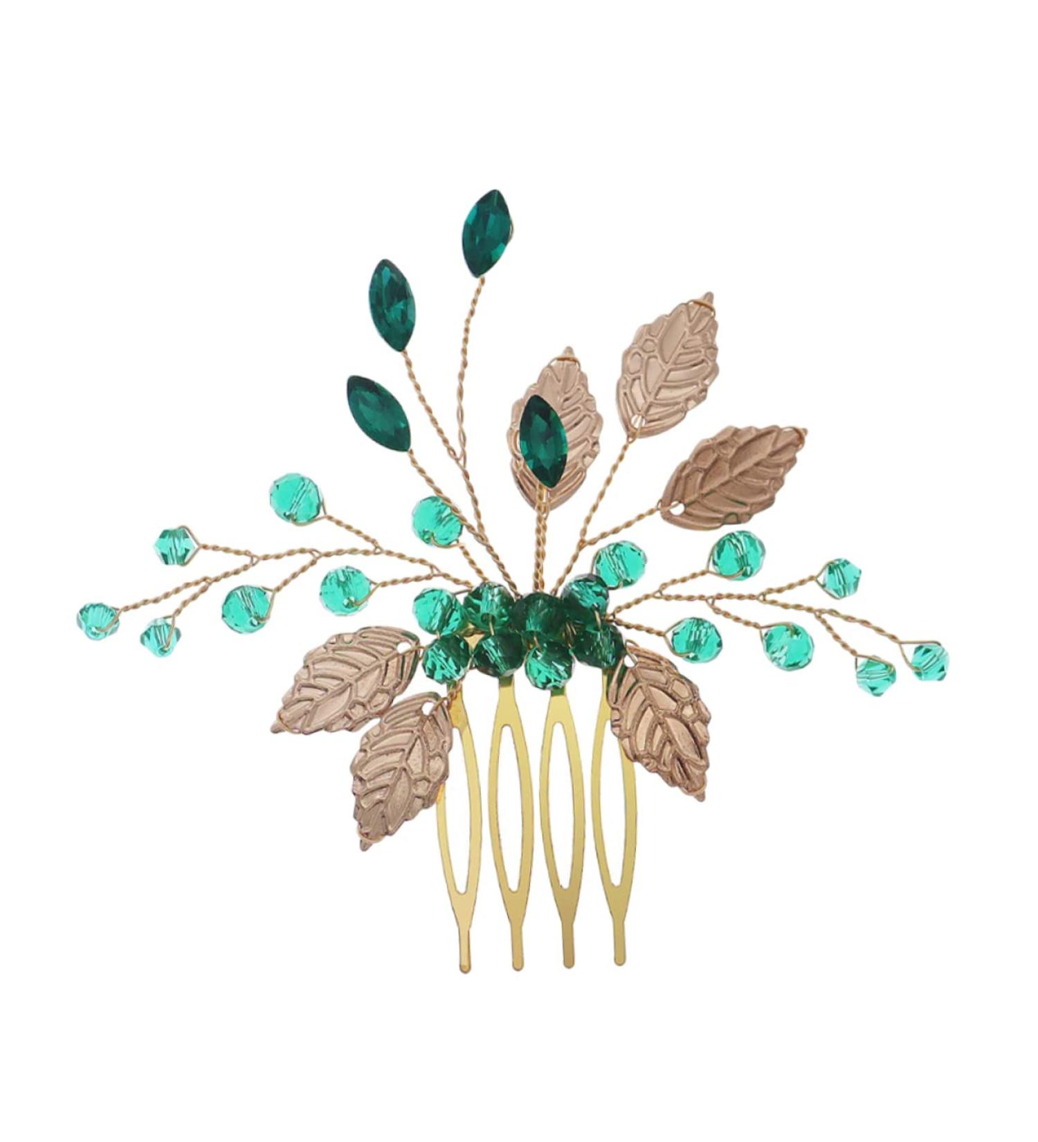 Angoily Bridal Crystal Hair Comb Wedding Hair Girl Leaf Hair Comb Rhinestone Flower Hairpin Rhinestone Hair Clip Vintage Hair Accessories Hair Jewelry Zinc Alloy Bride Leaves - Buy Online on GoSupps.com