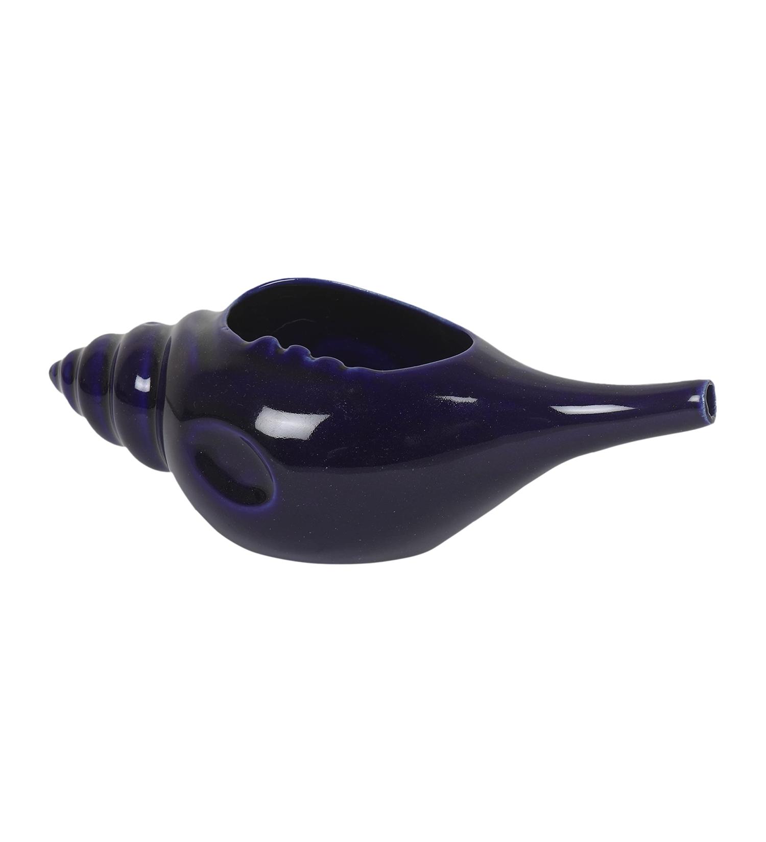 Qimacplus Leak Proof Ceramic Neti Pot - Non-Metallic, Comfortable Grip - Natural Sinus Relief - Microwave & Dishwasher Friendly - Blue - Buy Online on GoSupps.com