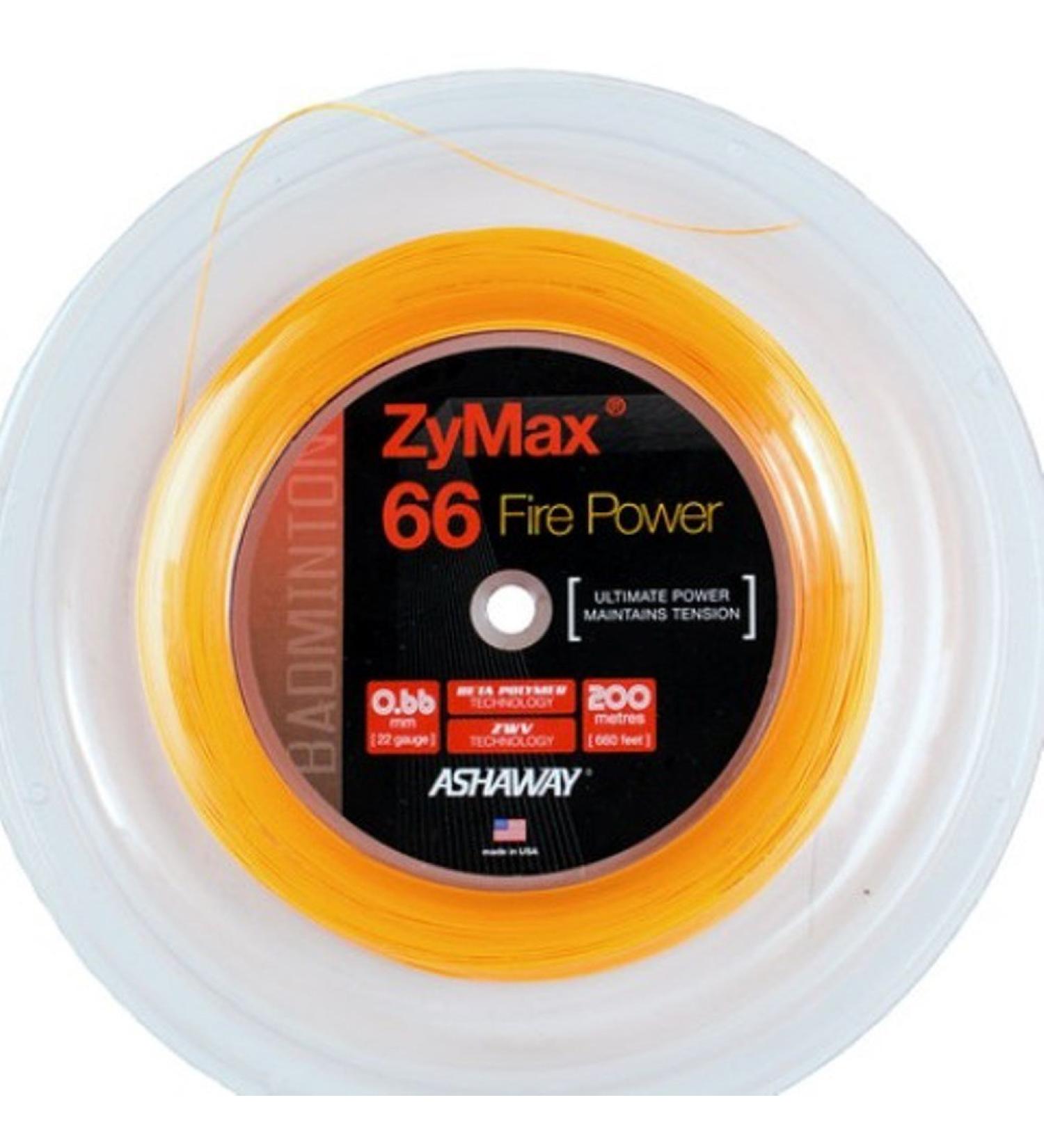 ASHAWAY Zymax 66 Fire Power Badminton String 200 m Reel Orange