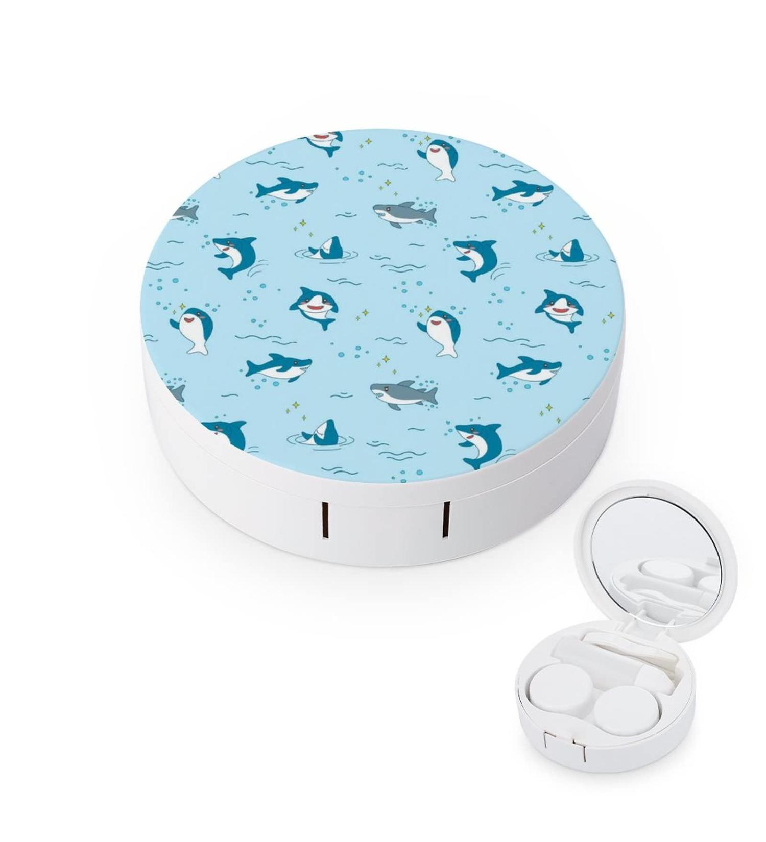 Cute Funny Sharks Contact Lens Kit - Round Storage Box with Mirror | International Shipping Available - Buy Online on GoSupps.com