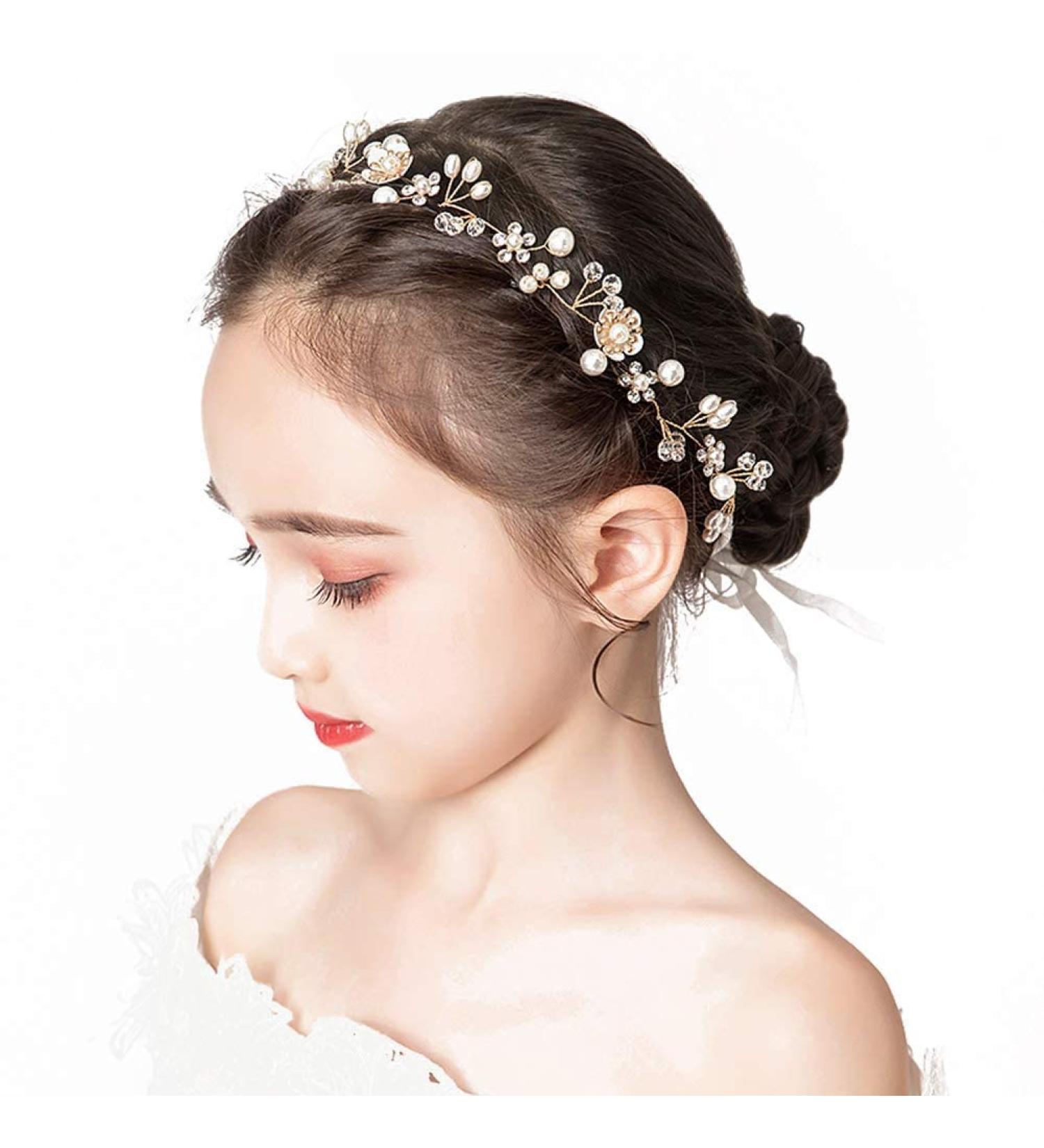 PRDGIRL Wedding Hair Accessories for Kids - Princess Headpiece White Flower Headband with Pearl Hair Dress for Flower Girls - Cute Bridal Wedding Hair Band - 1 Count - Buy Online on GoSupps.com