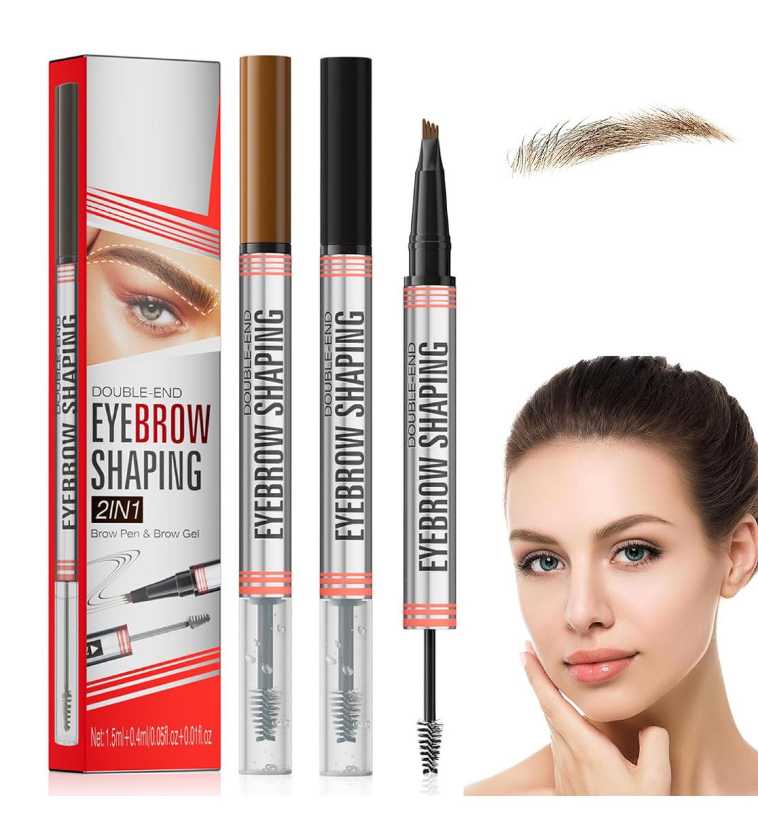 GXGM 2pcs Microblading Eyebrow Pen Water Resistant Eyebrow Pen 2in1 Eyebrow Pen with 4 Teeth Micro Fork Tips Eyebrow Shaping Gel Eyebrow Pencil - Buy Online on GoSupps.com