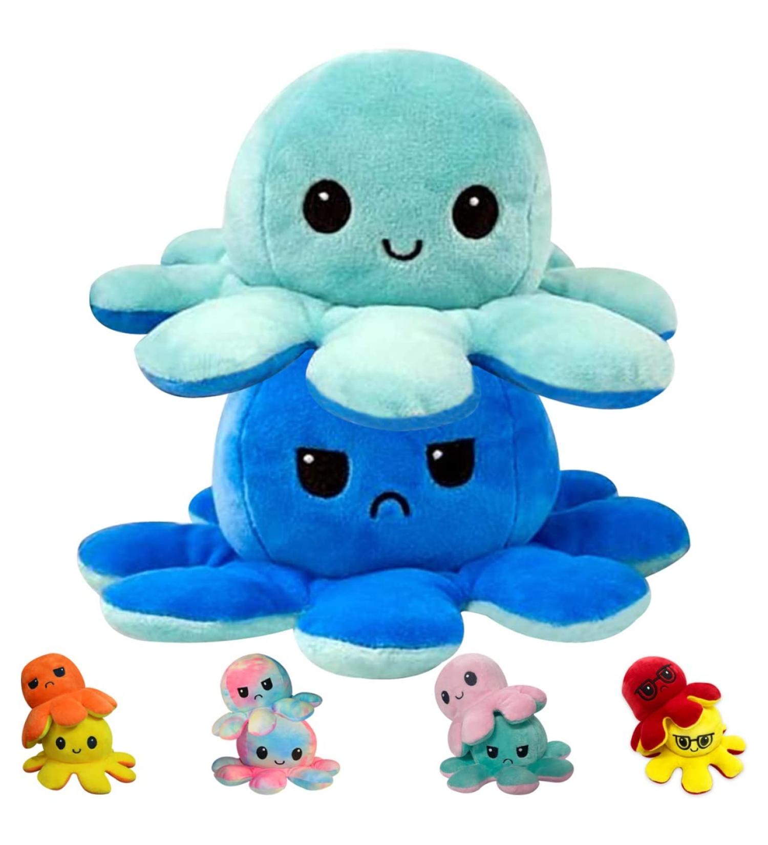FASTEXX Octopus Reversible Plushies - Double-Sided Flip Mood Octopus - Sweet Gift for Kids and Family - Blue - Buy Online on GoSupps.com