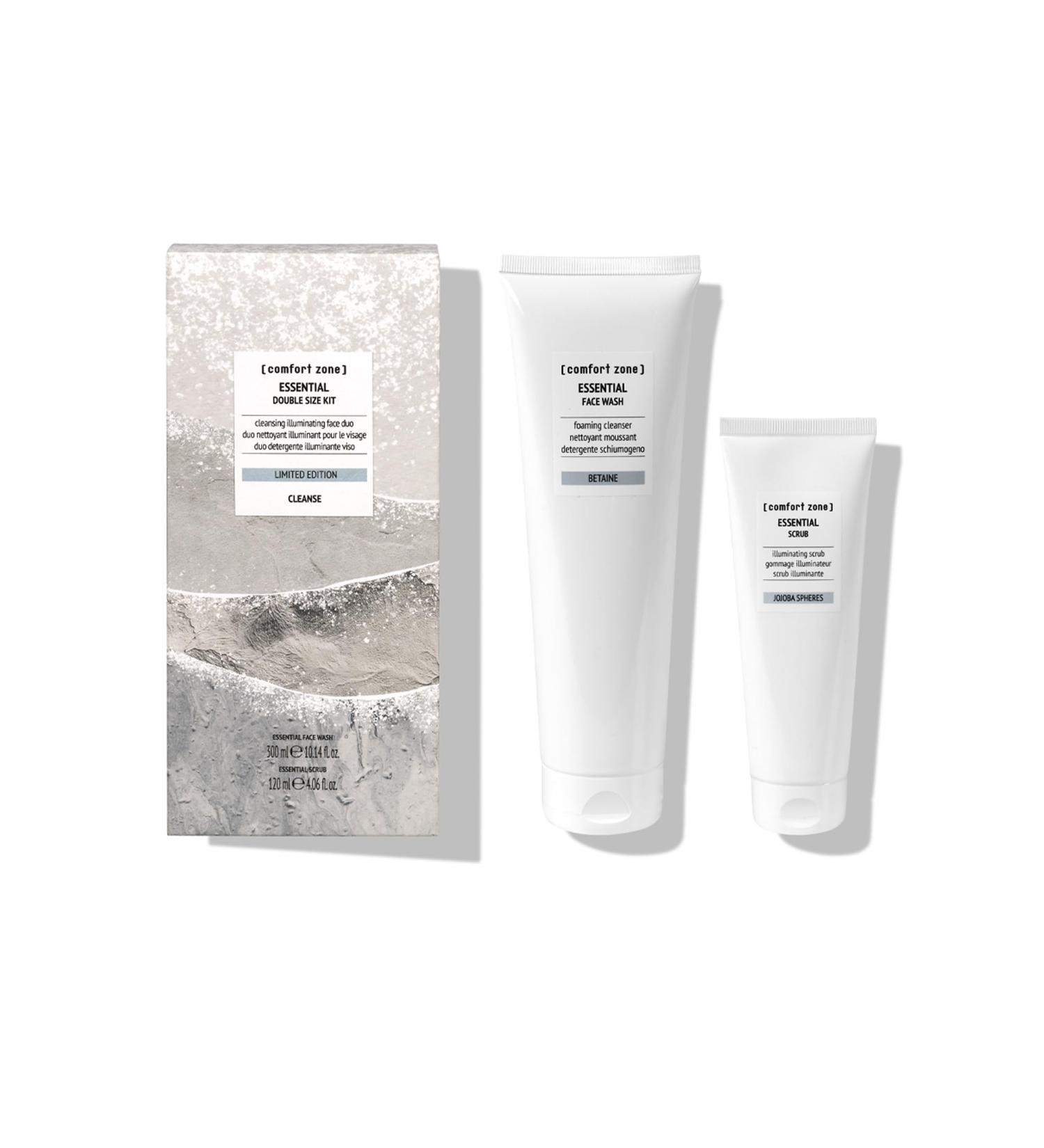 comfort zone Essential Double Size Kit With Face Wash and Scrub Most-Loved Products in Double Format Proper Everyday Face Cleaning 300 ml and 120 ml (2 Piece Set)
