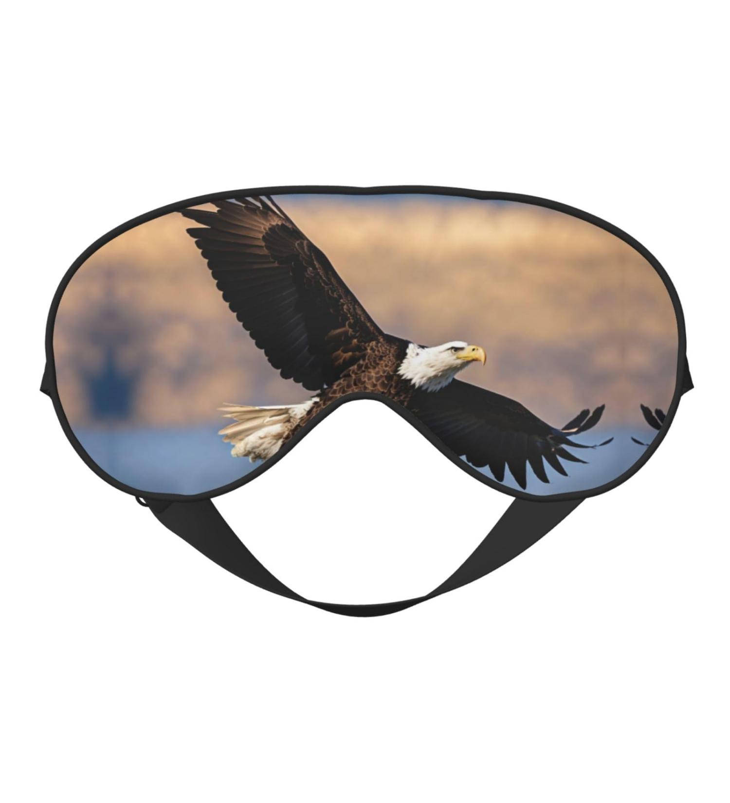 Flying Eagle Print Unisex Sleep Mask | Double-Sided Eye Mask for Sound Sleep & Skin Care - Black - Buy Online on GoSupps.com