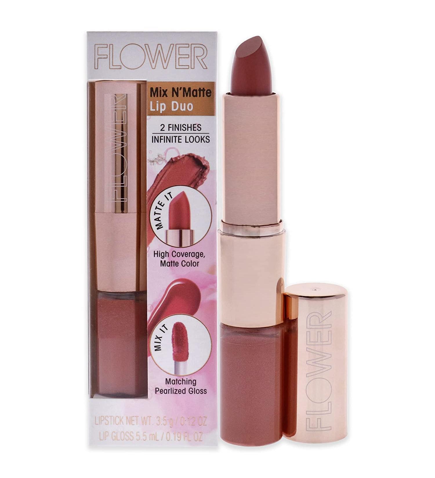 Flower Beauty Mix N Matte Lip Duo - Melon Kiss Full Coverage Lipstick & Pearlized Gloss - Buy Online on GoSupps.com