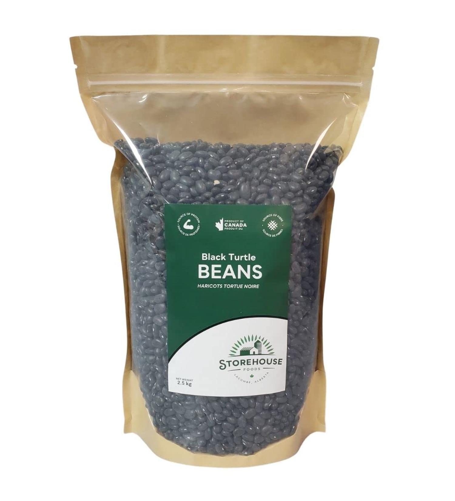StoreHouse Foods Black Turtle Beans 2.5 kg (5.5 lb) Non-GMO Raw Vegan Bulk A Favorite in Cooking for use in Soups Sauces and Main Dishes Product of Canada 2.5 kg (Pack of 1) - Buy Online on GoSupps.com