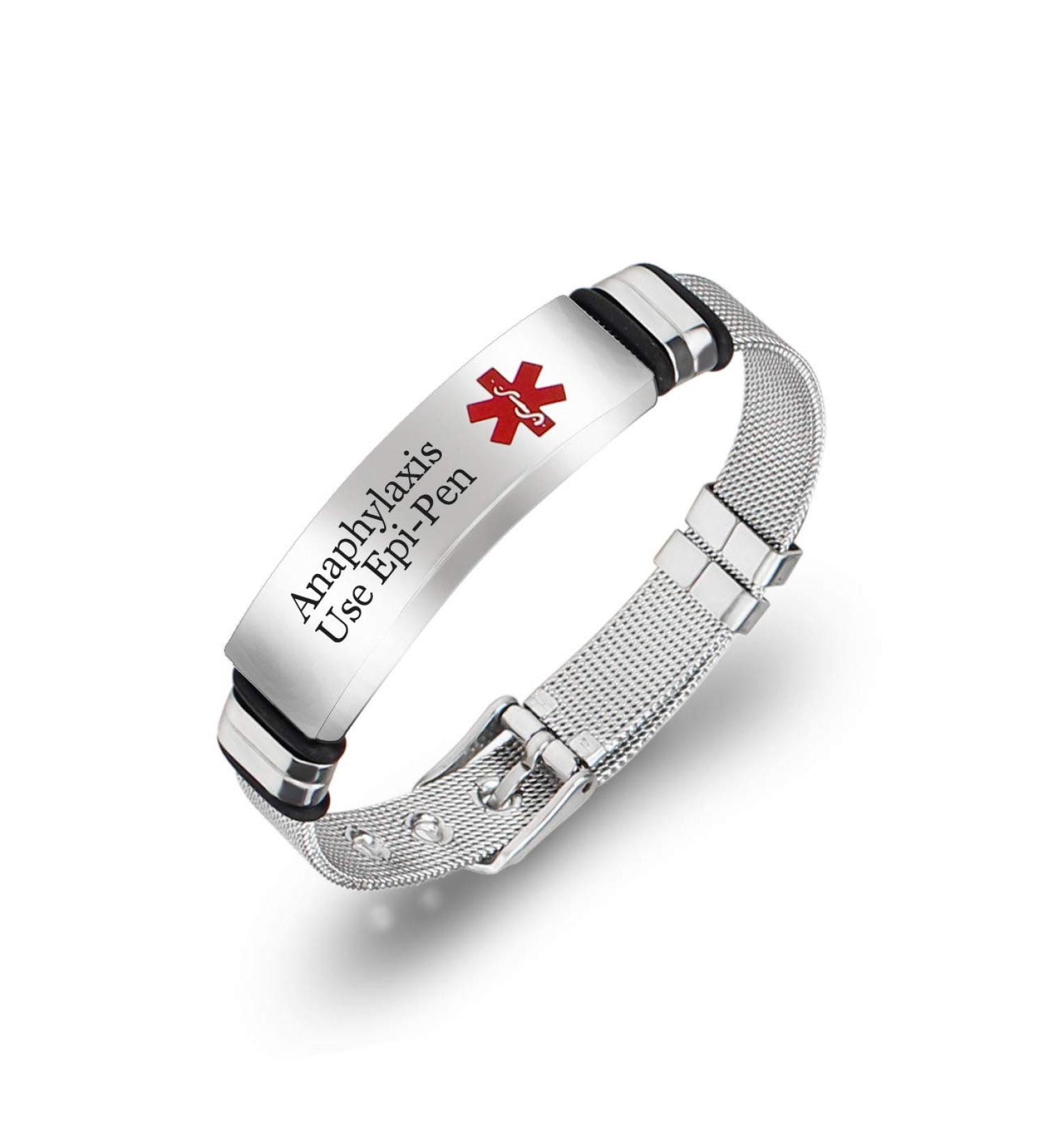 Custom Engraved Stainless Steel Medical Alert Bracelet for Adults & Kids - Free Shipping Worldwide - Buy Online on GoSupps.com