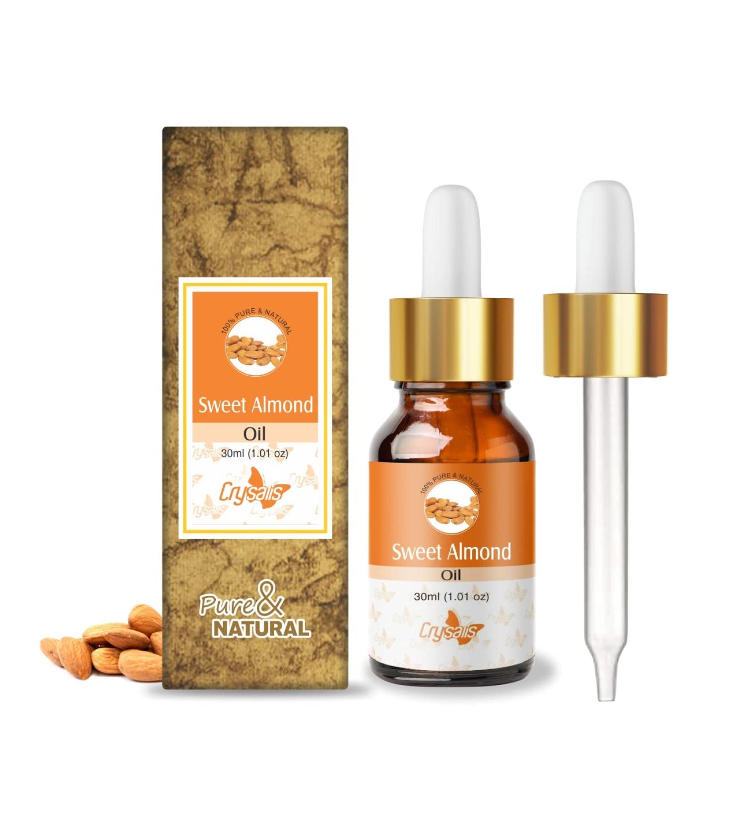 Crysalis Sweet Almond Oil 100% Pure & Natural Undiluted Essential Oil Organic Standard/Cold Pressed for Body & Face Oil Reduces Puffiness & Undereye Dark Circles Skin Toner 30ml Sweet Almond 30 ml (Pack of 1) - Buy Online on GoSupps.com