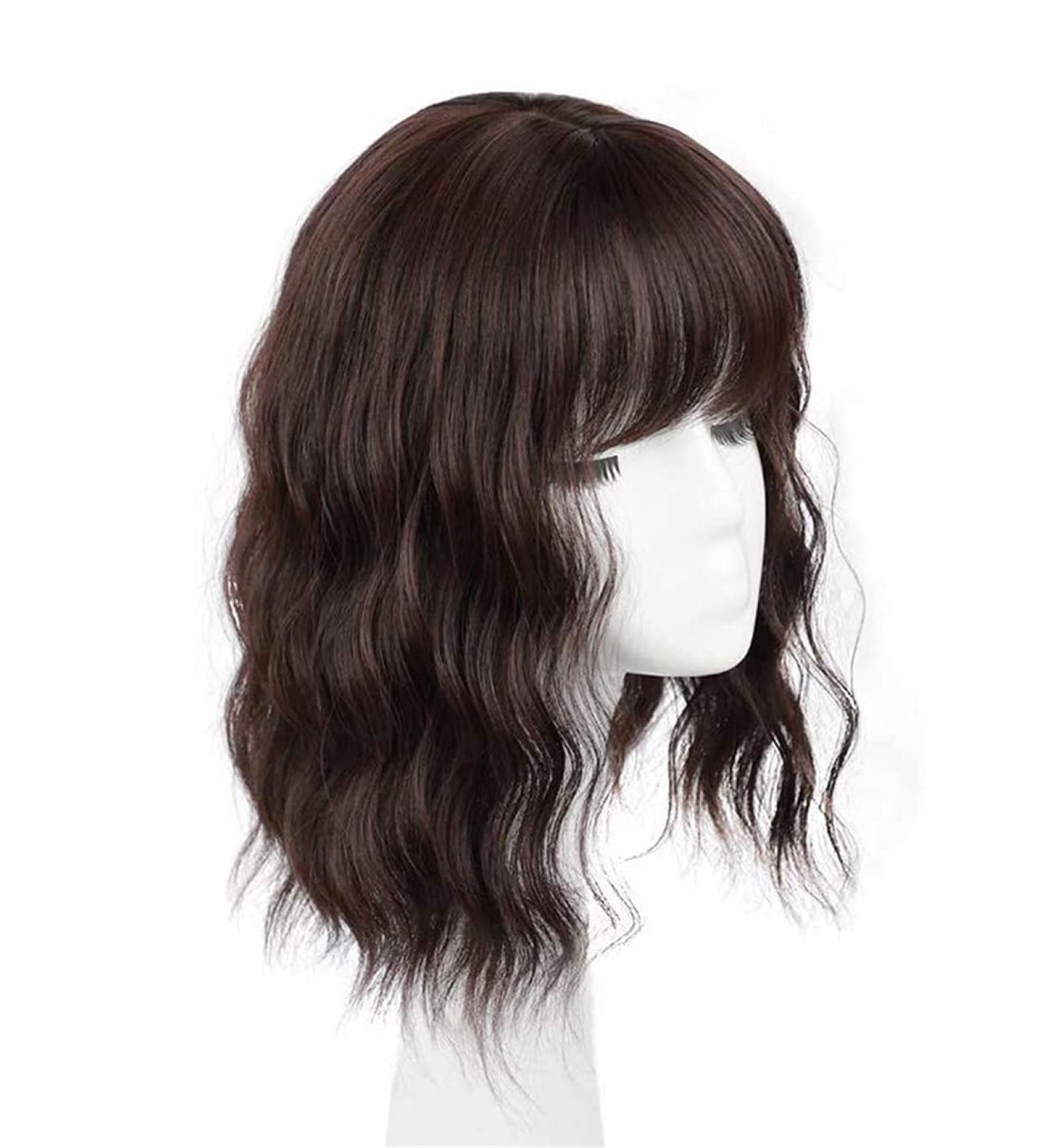 Wave-Shaped Hair Tips with Bangs - 18 Dark Brown Clip-In Synthetic Hair Extensions for Thinner Hair - Buy Online on GoSupps.com
