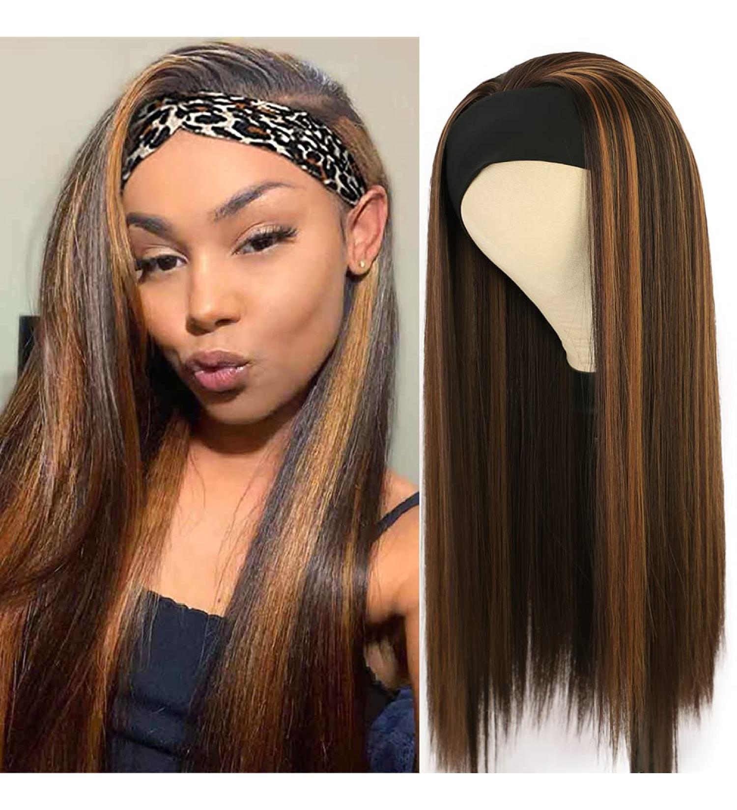 Vigorous Highlights Headband Wig for Women - 20 Long Straight Synthetic Wig Easy to Wear - Buy Online on GoSupps.com