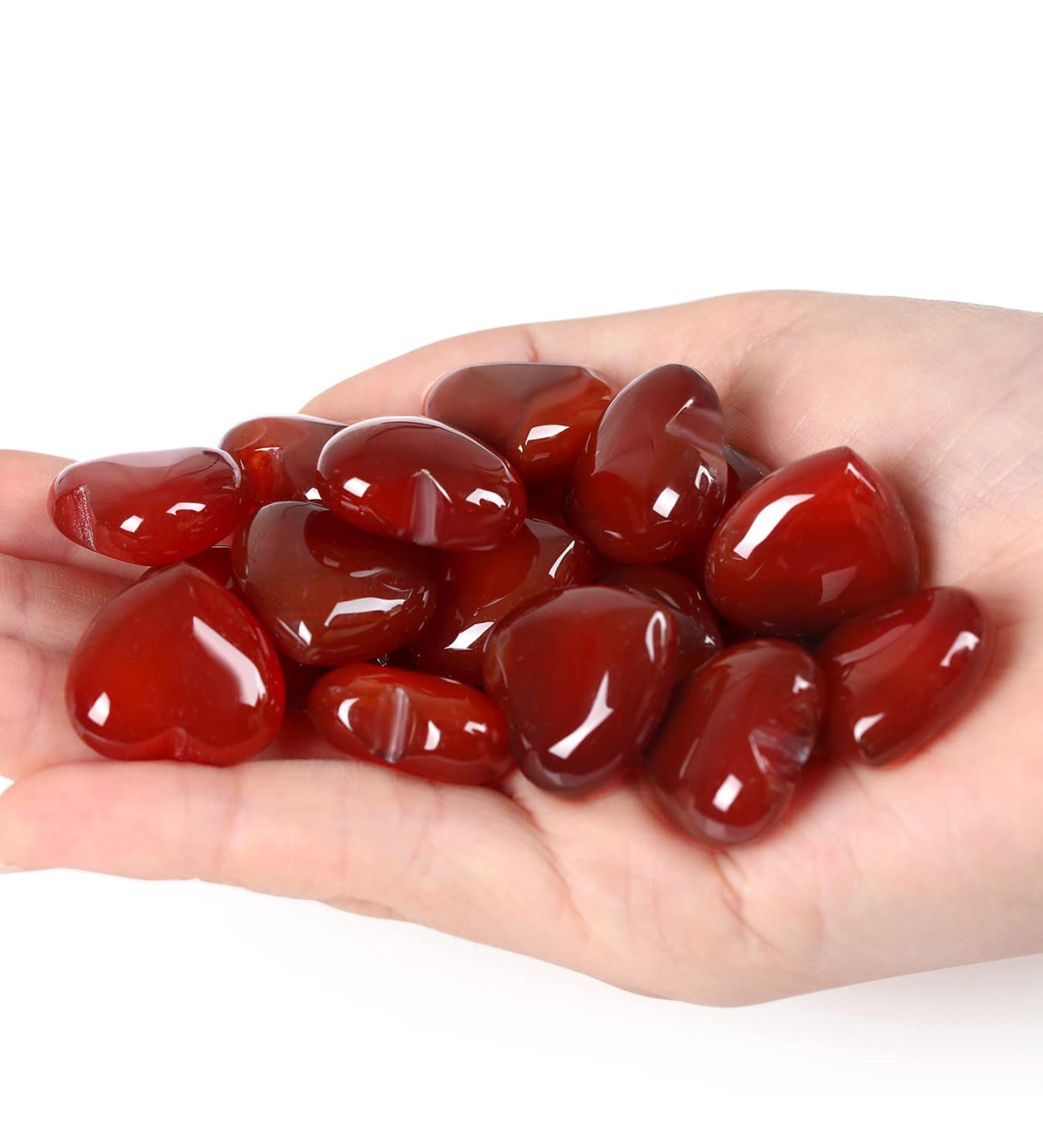 XIANNVXI 10 Pcs Carnelian & Red Agate Heart Crystals Set - Natural Gemstones for Reiki, Love, and Beginners Gifts - Buy Online on GoSupps.com