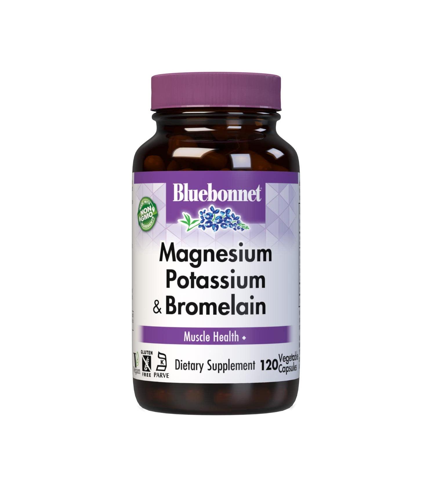 Bluebonnet Magnesium Potassium Plus Bromelain - 120 Vcaps for Optimal Health - Buy Online on GoSupps.com