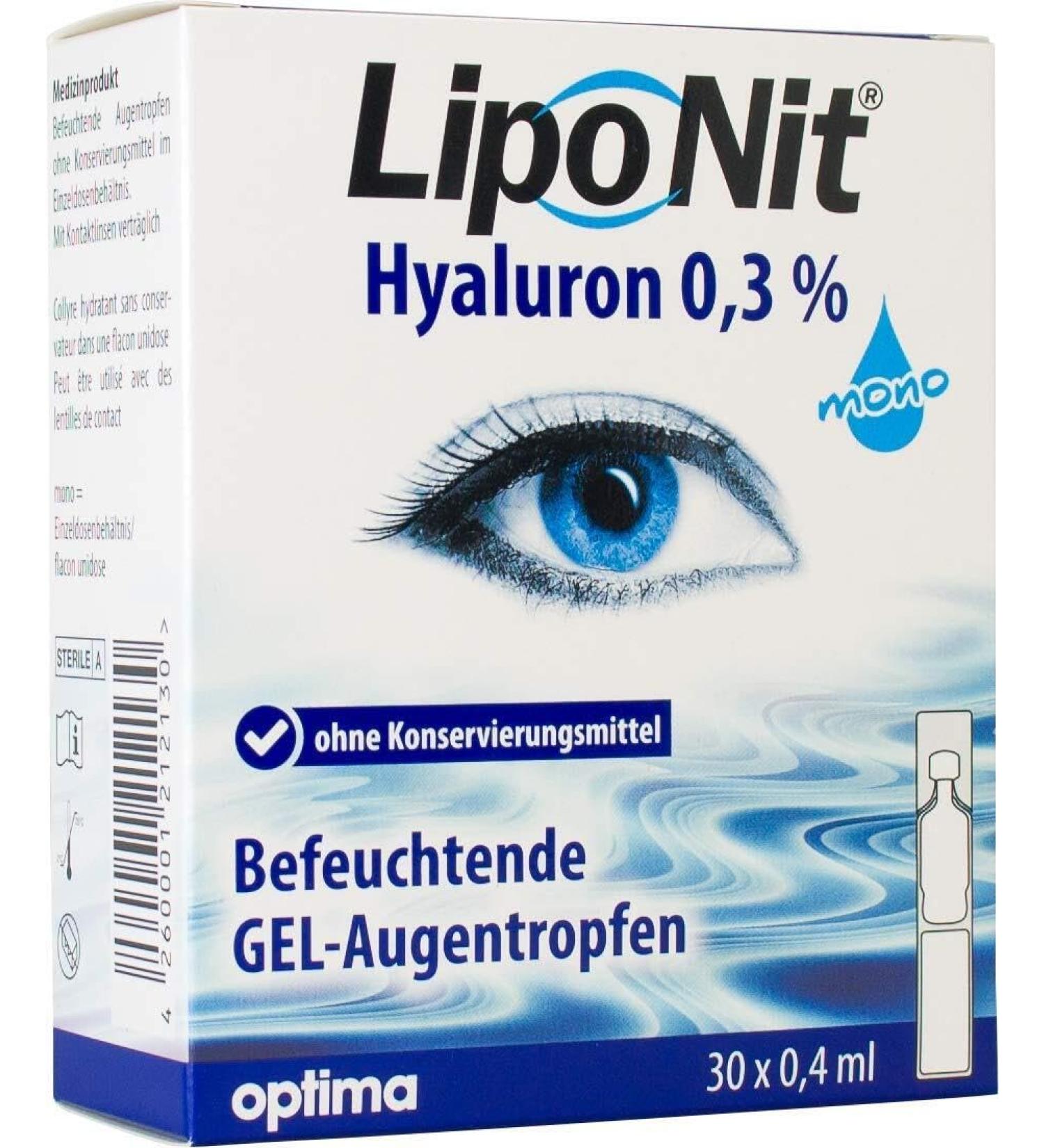 Lipo Nit GEL eye drops 0.3% - Hyaluron Gel 30 x 0.4 ml