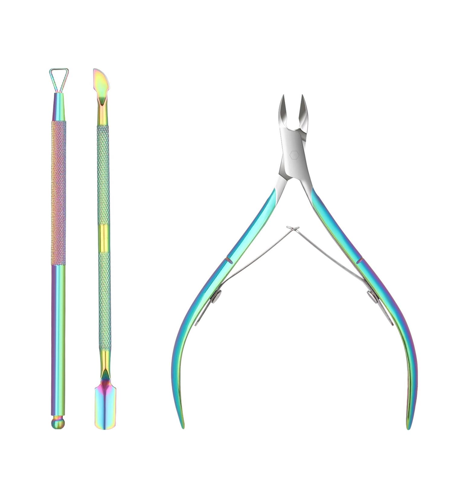 WLLHYF Cuticle Trimmer & Pusher Set - 3PCS Professional Stainless Steel Manicure Pedicure Tool Kit for Fingernails and Toenails - Buy Online on GoSupps.com