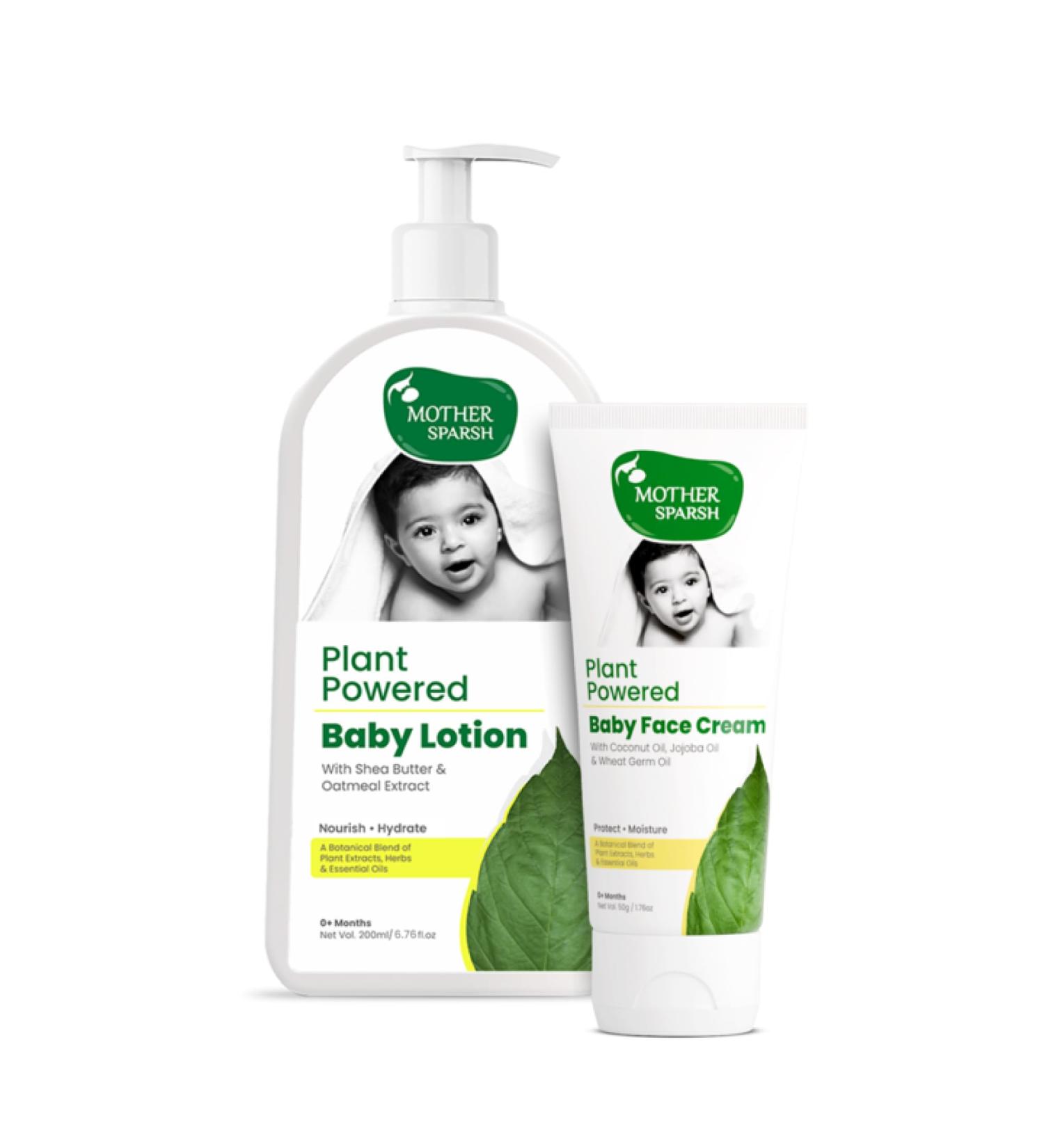 Shop Plant Powered Natural Baby Face Cream & Lotion Set - Gentle Safe & Effective Skincare for Babies | 50g & 200ml - Buy Online on GoSupps.com