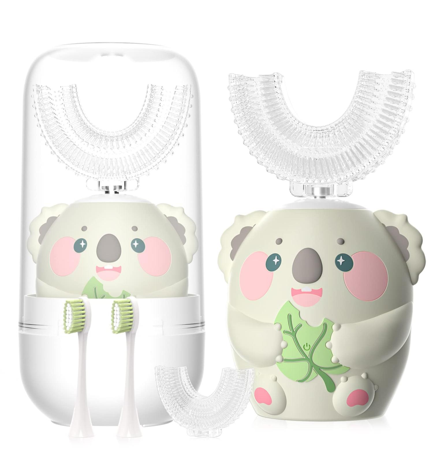 ELOTAME Kids U Shaped Electric Toothbrush with 4 Brush Heads - Grey Koala Auto Sonic Toothbrush for Children 8-15 Years - 360 Full Mouth Cleaning - Animal Toddler Automatic Toothbrush with Travel Cup - Buy Online on GoSupps.com
