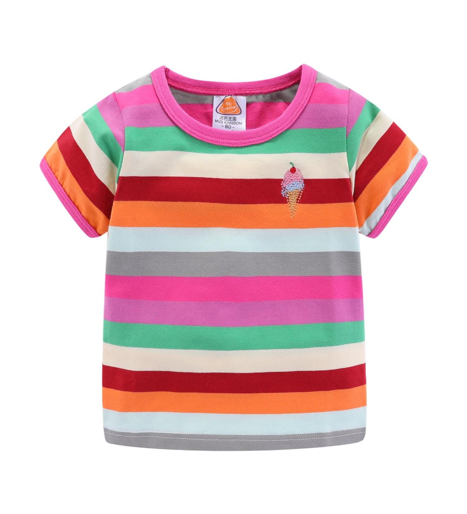 Mud Kingdom Little Boys Rainbow Stripe T-Shirt - Hot Pink, 5 Years - Buy Online on GoSupps.com