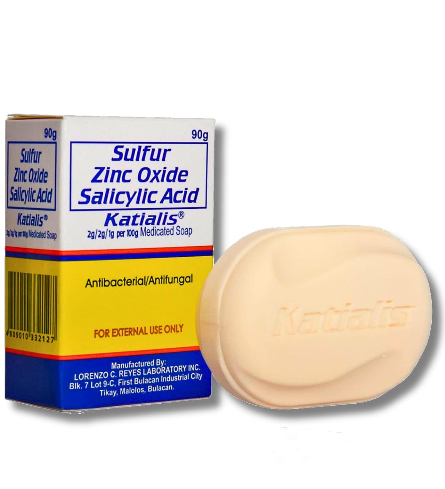 KATIALIS Soap Sulfur Zinc Oxide Salicylic Acid Anti Fungal Anti Bacterial Soap (1 Bar/90g)