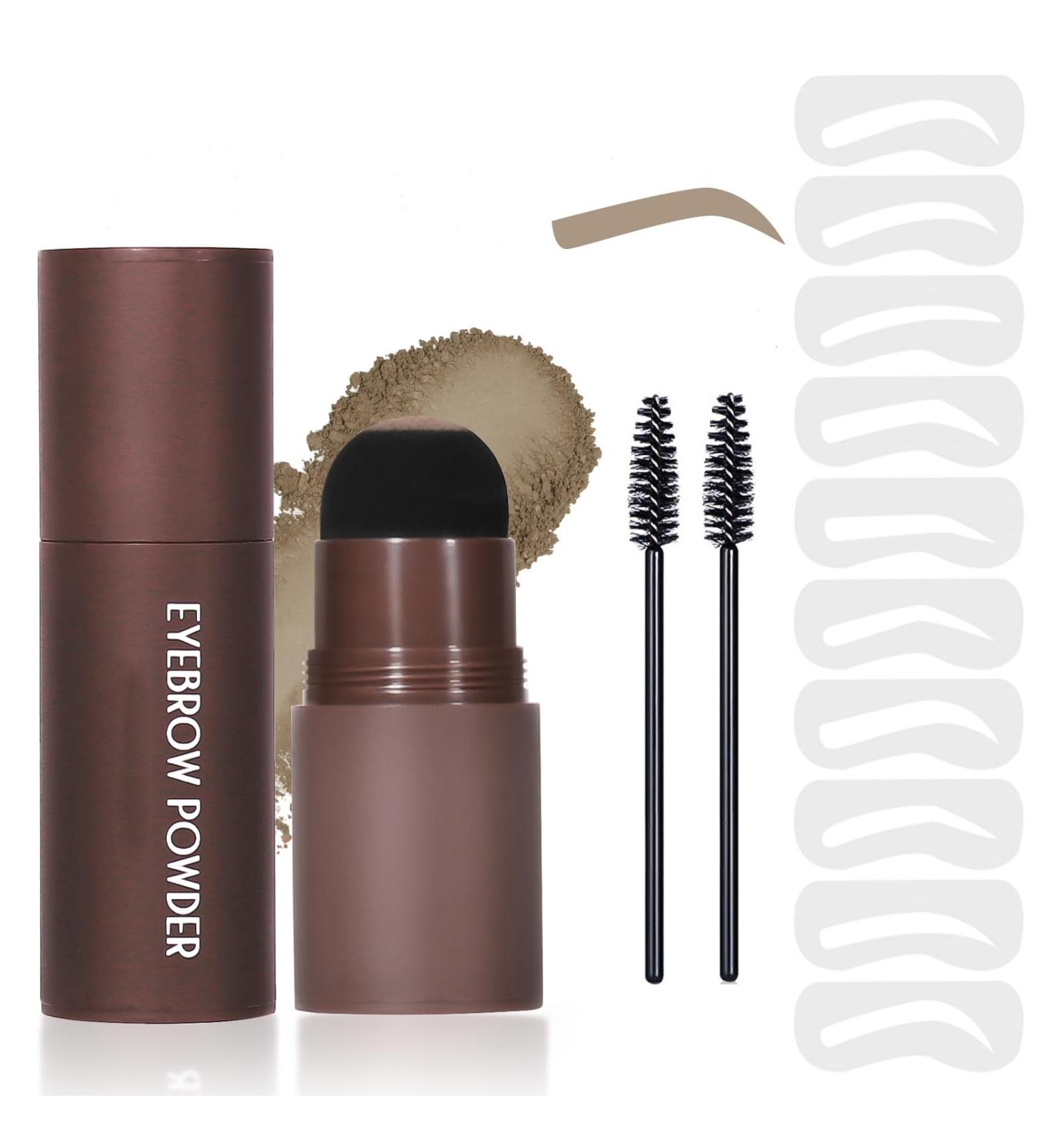 LXZJJM Eye-Brow Stamp Stencil Kit Eyebrow Stamp Stencil Kit Hairline Powder With 10Pcs Reusable Thin & Thick Eyebrow Stencils for Perfect Brows 1.8g(0.06 OZ.) (04 SOFT BROWN) - Buy Online on GoSupps.com