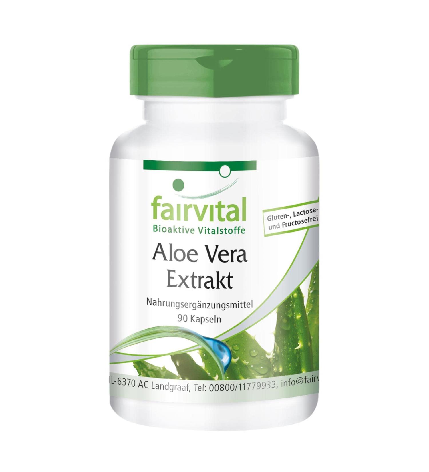 Fairvital Aloe Vera Capsules - Vegan - 90 Capsules - Pure Aloe Vera Barbadensis for Digestive Health & Wellness - International Shipping Available - Buy Online on GoSupps.com