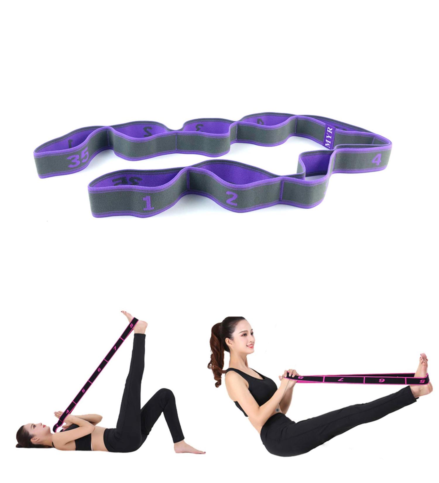 Buy Purple Exercise Bands - Latin Elastic Yoga Stretching Strap for Resistance Dance Gymnastics Pilates & Physical Therapy - 115x4cm - Buy Online on GoSupps.com