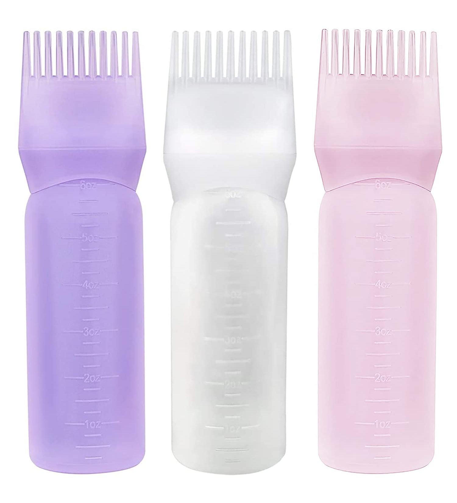 Yebeauty Hair Dye Applicator Bottle with Root Comb 3-Piece Set (Pink Purple White) | Precision Hair Coloring Tools for Perfect Application - Buy Online on GoSupps.com