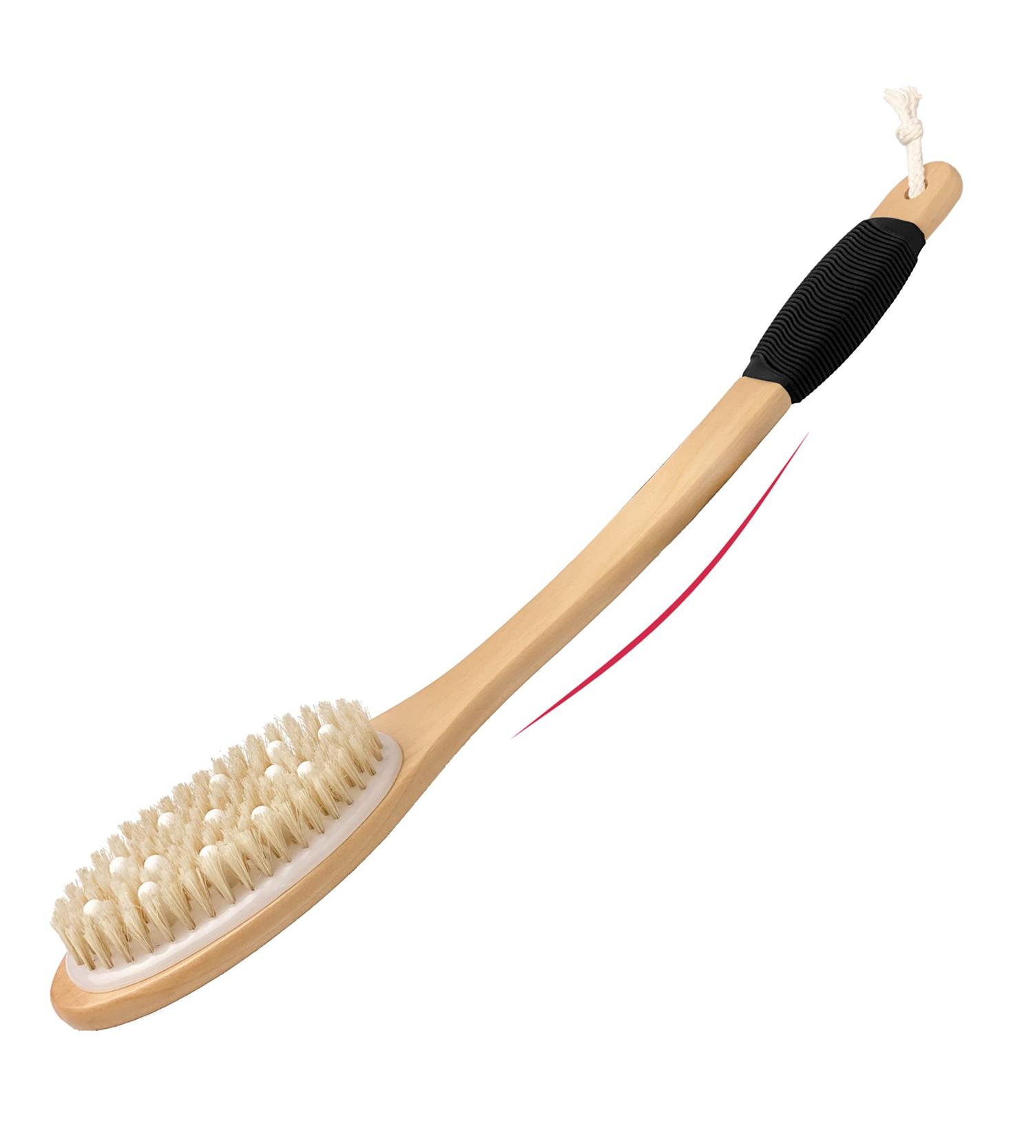 OWIIZI Wooden Long Handle Bath Brush - Exfoliating Natural Bristle Back Scrubber - Buy Online on GoSupps.com