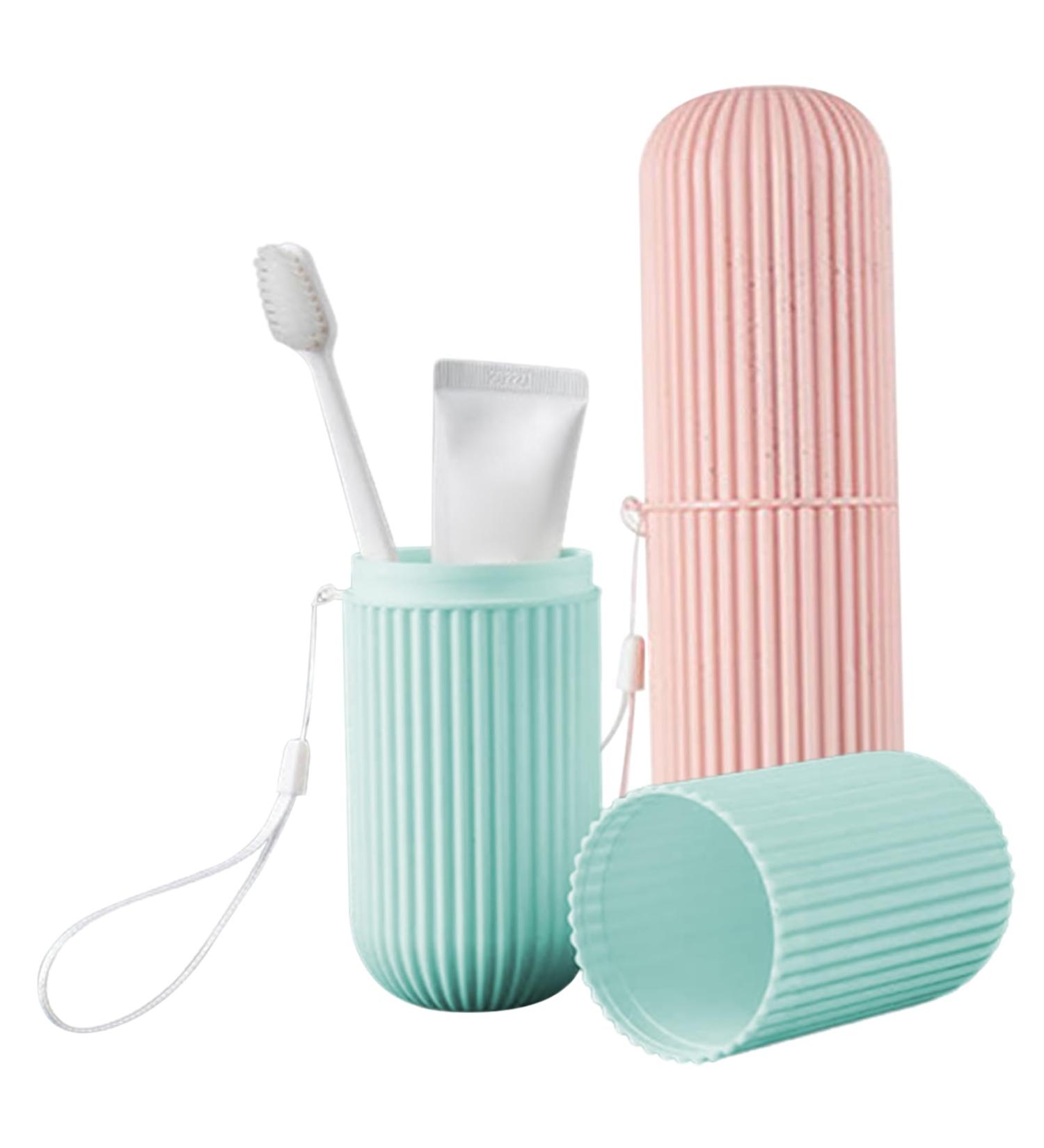 2Pcs Portable Toothbrush Travel Case - Ideal Travel Holder with Strap for Business & Camping Trips | Secure Toothbrush Storage - Buy Online on GoSupps.com