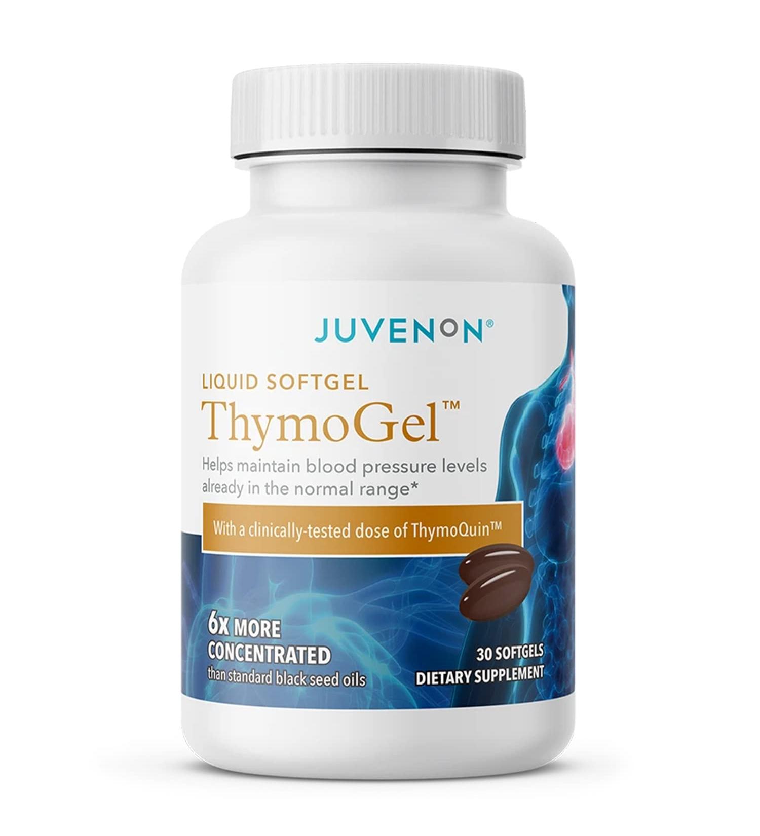 Juvenon Inc. ThymoGel - Black Seed Oil Blood Pressure Supplement (30 Softgels) - Natural Blood Pressure Support, Immune Boost, Memory & Focus, Joint Relief - Buy Online on GoSupps.com